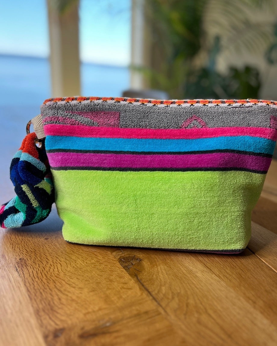 Repurposed Towel Beach Clutch "Day Glow"