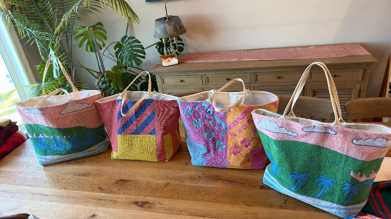 Beach tote "4 Custom Beach Totes for Cat" — handmade by Kspek from upcycled vintage beach towels, view 3