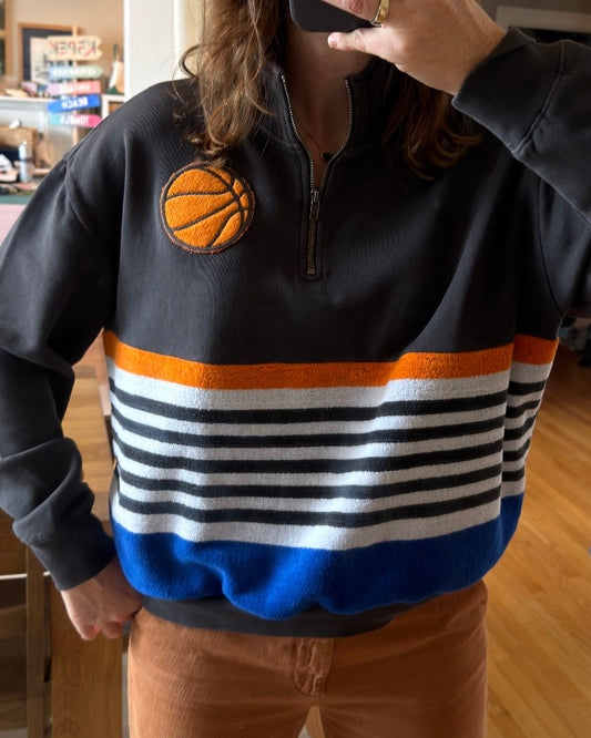 Custom Basketball Small Faded Black 1/4 Zip