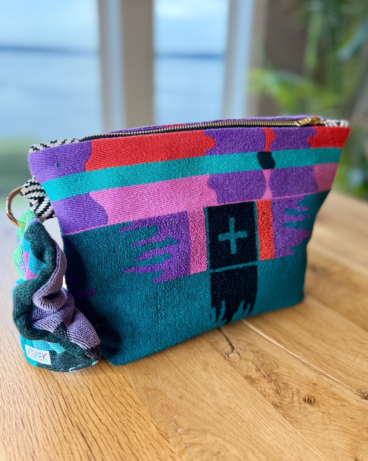 Repurposed Towel Beach Clutch "Aztec Abstract"