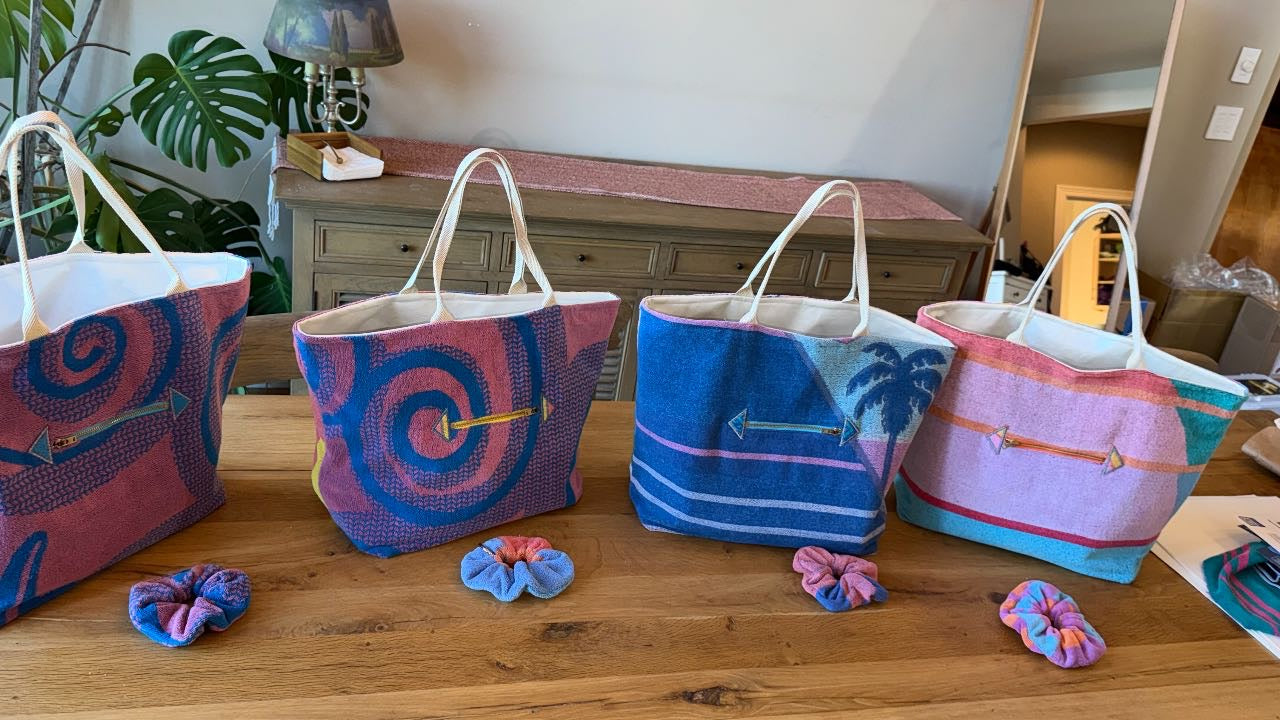 Beach tote "4 Custom Beach Totes for Cat" — handmade by Kspek from upcycled vintage beach towels, view 4