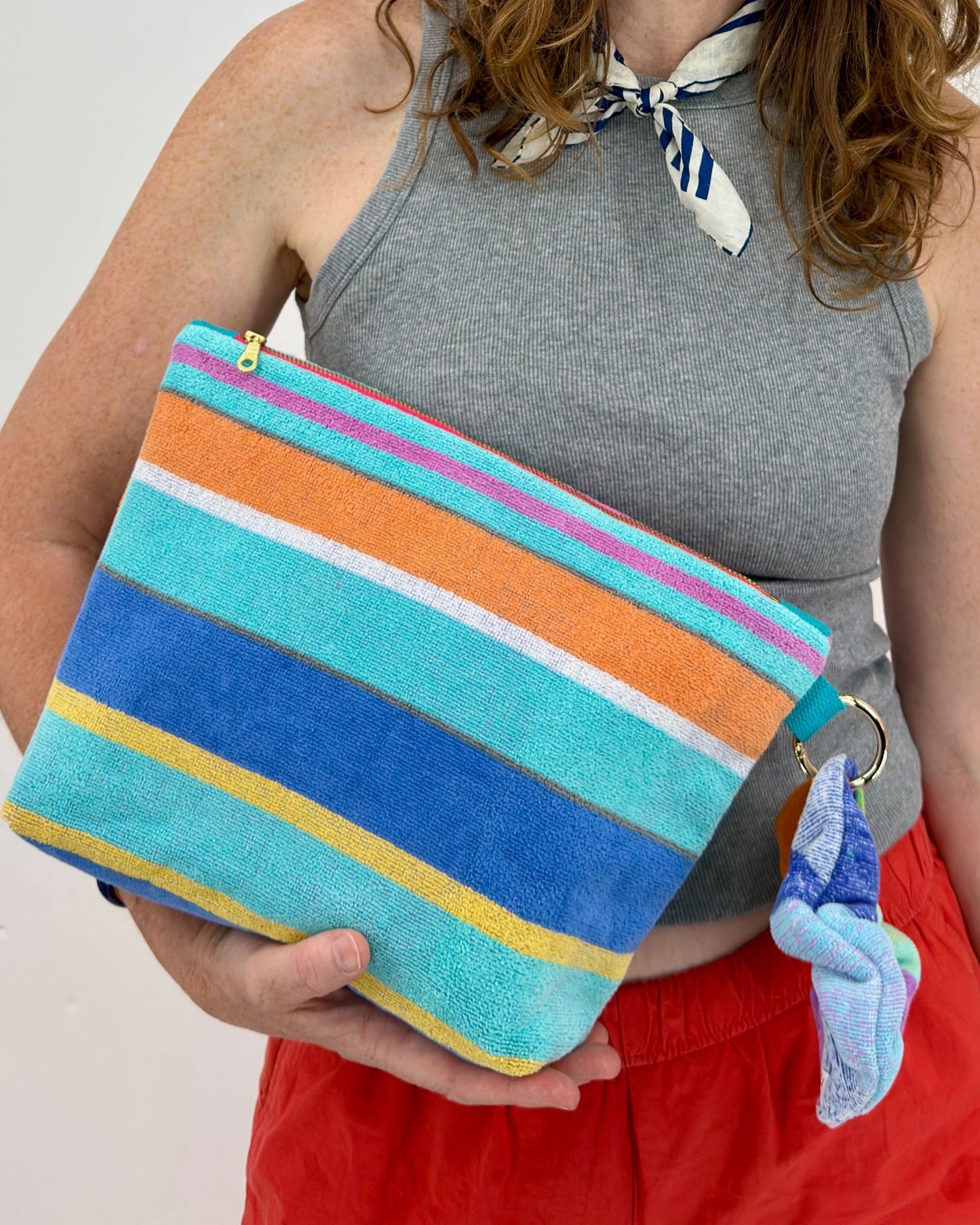 Repurposed Towel Beach Clutch "Electric Wave"