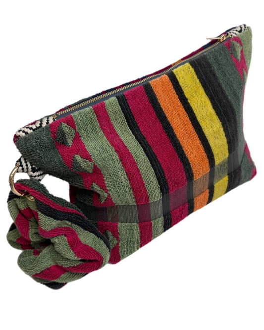 Repurposed Towel Beach Clutch "Cabin Vibes"