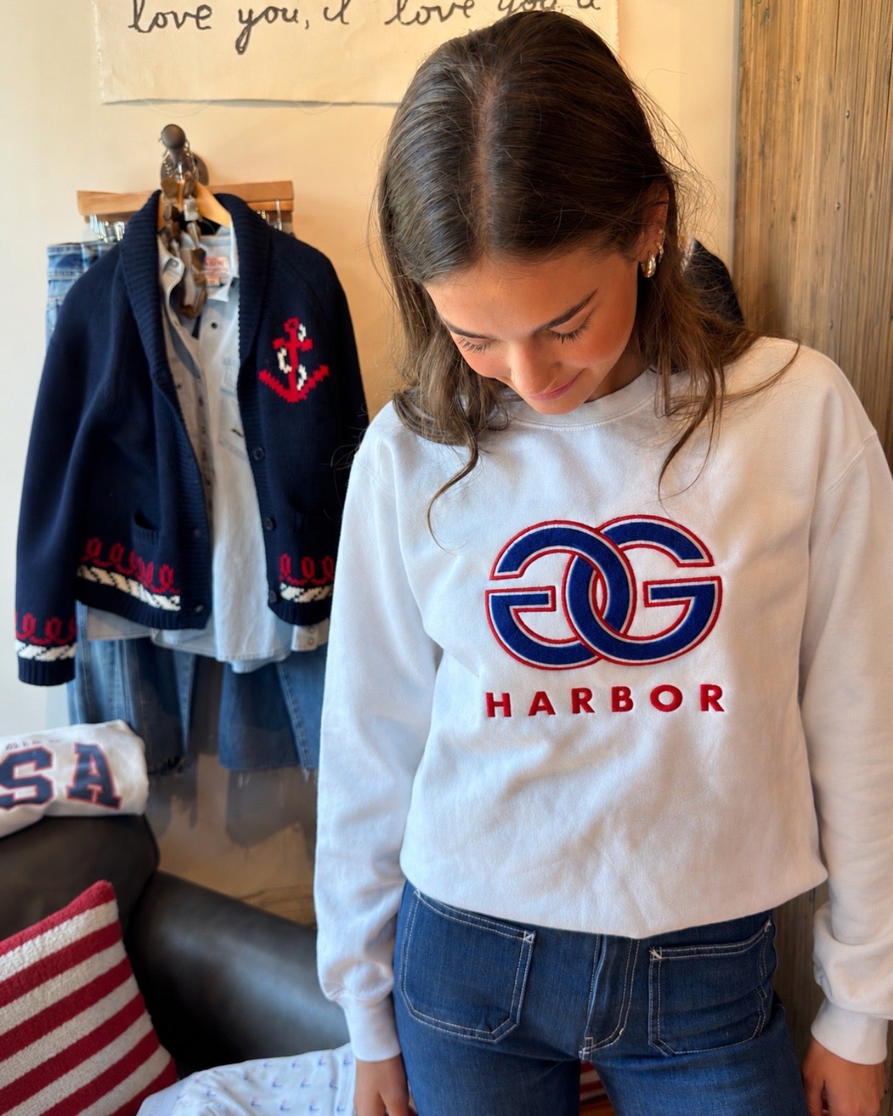 White Double G Gig Harbor Sweatshirt