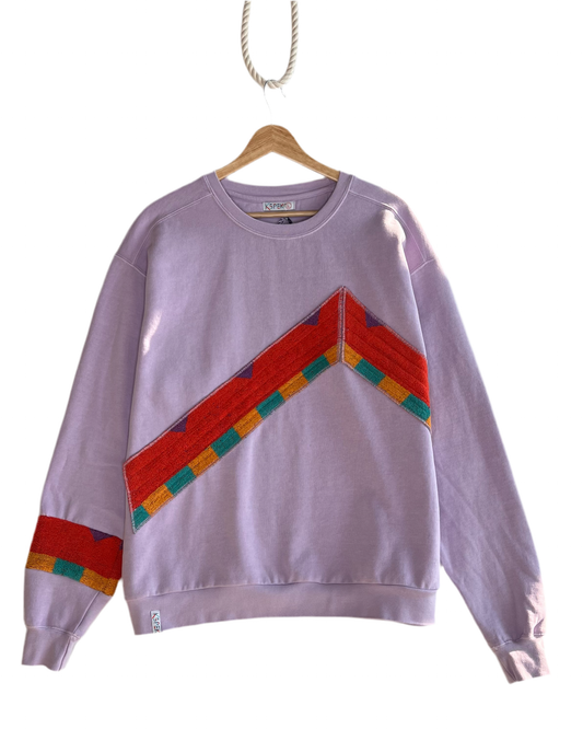 Large Lavender Chevron Crew