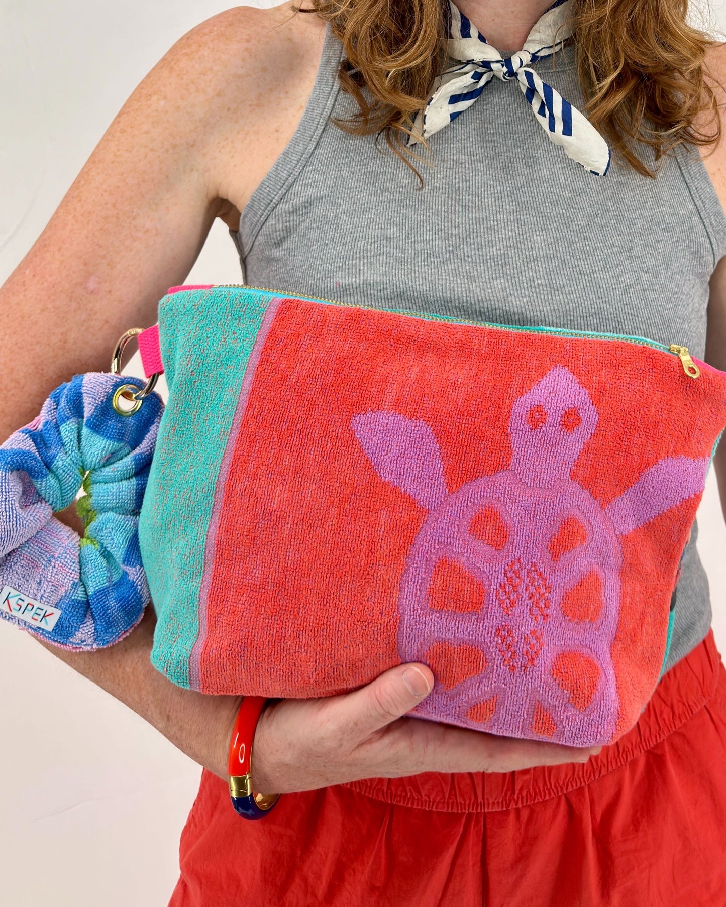 Repurposed Towel Beach Clutch "Winning"