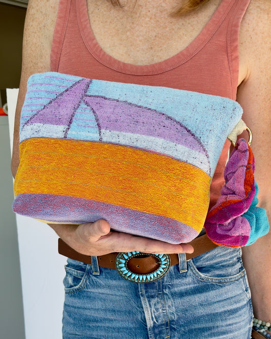 Repurposed Towel Beach Clutch "Charted Course"