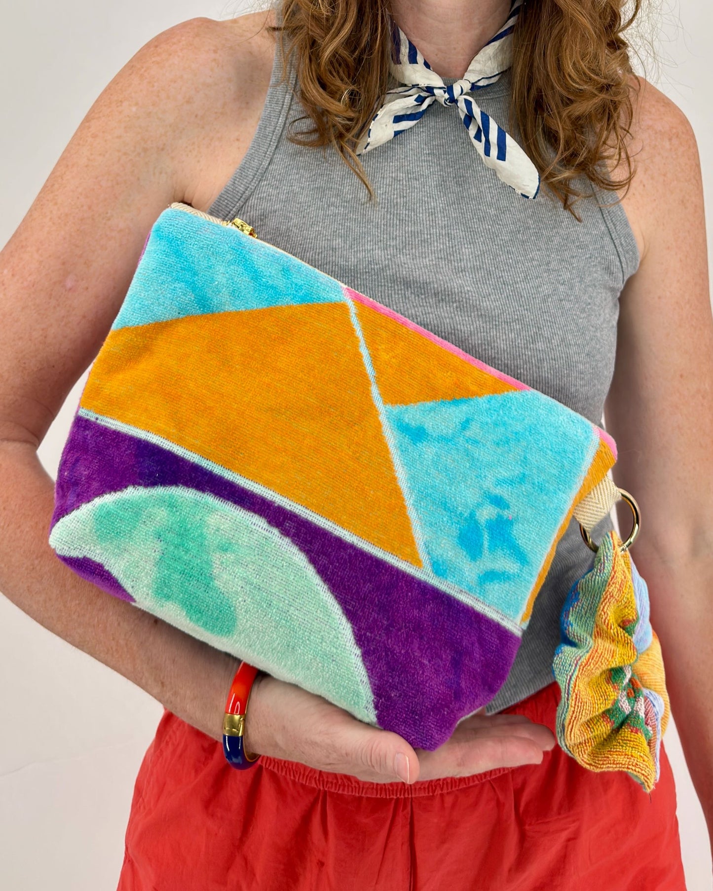Repurposed Towel Beach Clutch "Shine Bright"