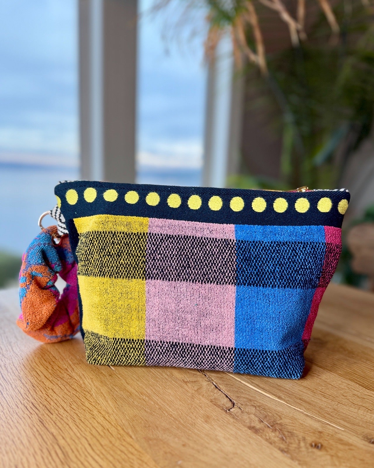 Repurposed Towel Beach Clutch "Palm Springs Surprise"