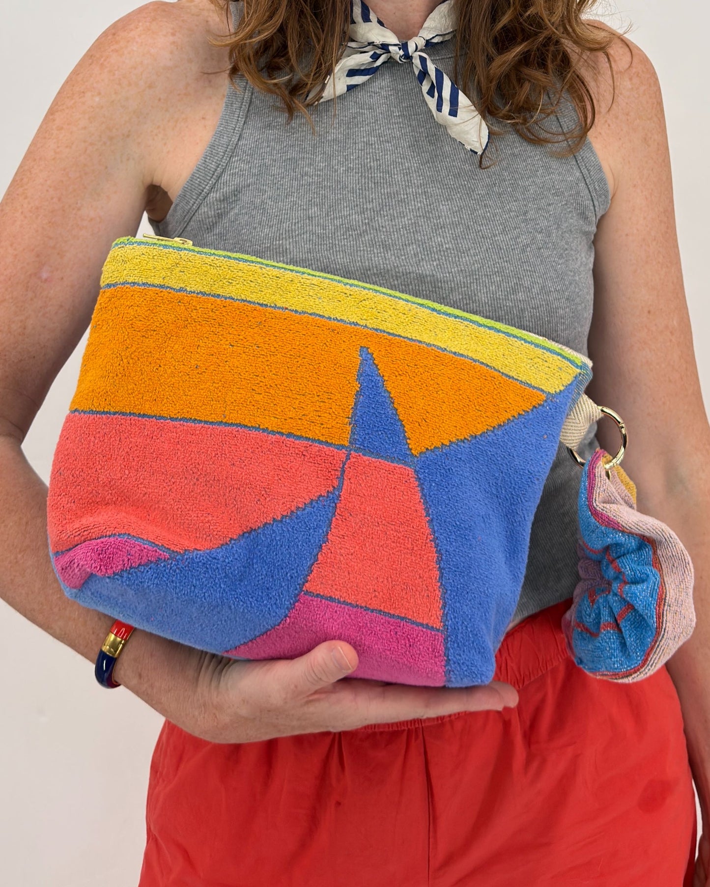 Repurposed Towel Beach Clutch "Lady Captain"