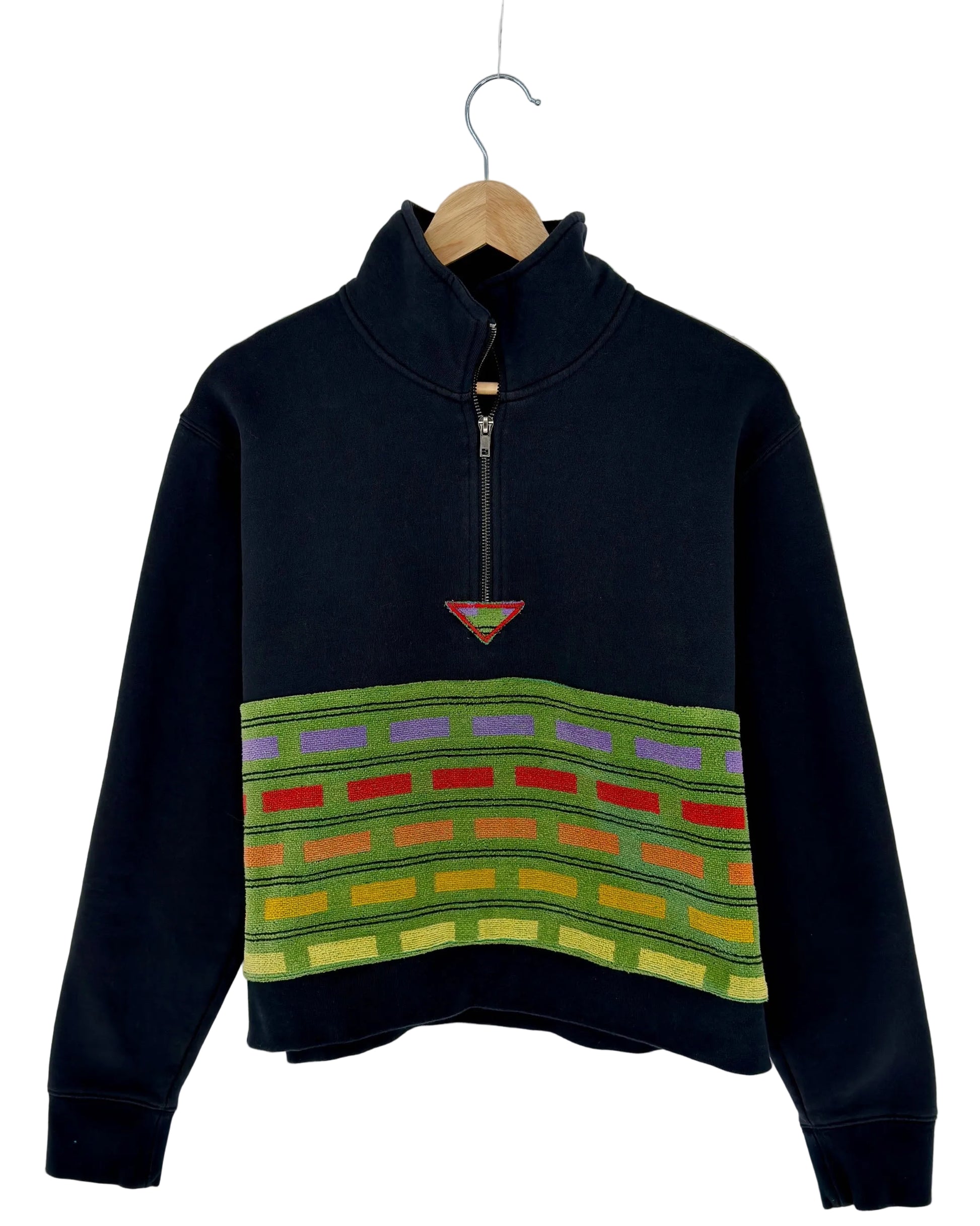 Small Black 1/4 Zip 2 — handmade by Kspek from upcycled vintage textiles, view 2