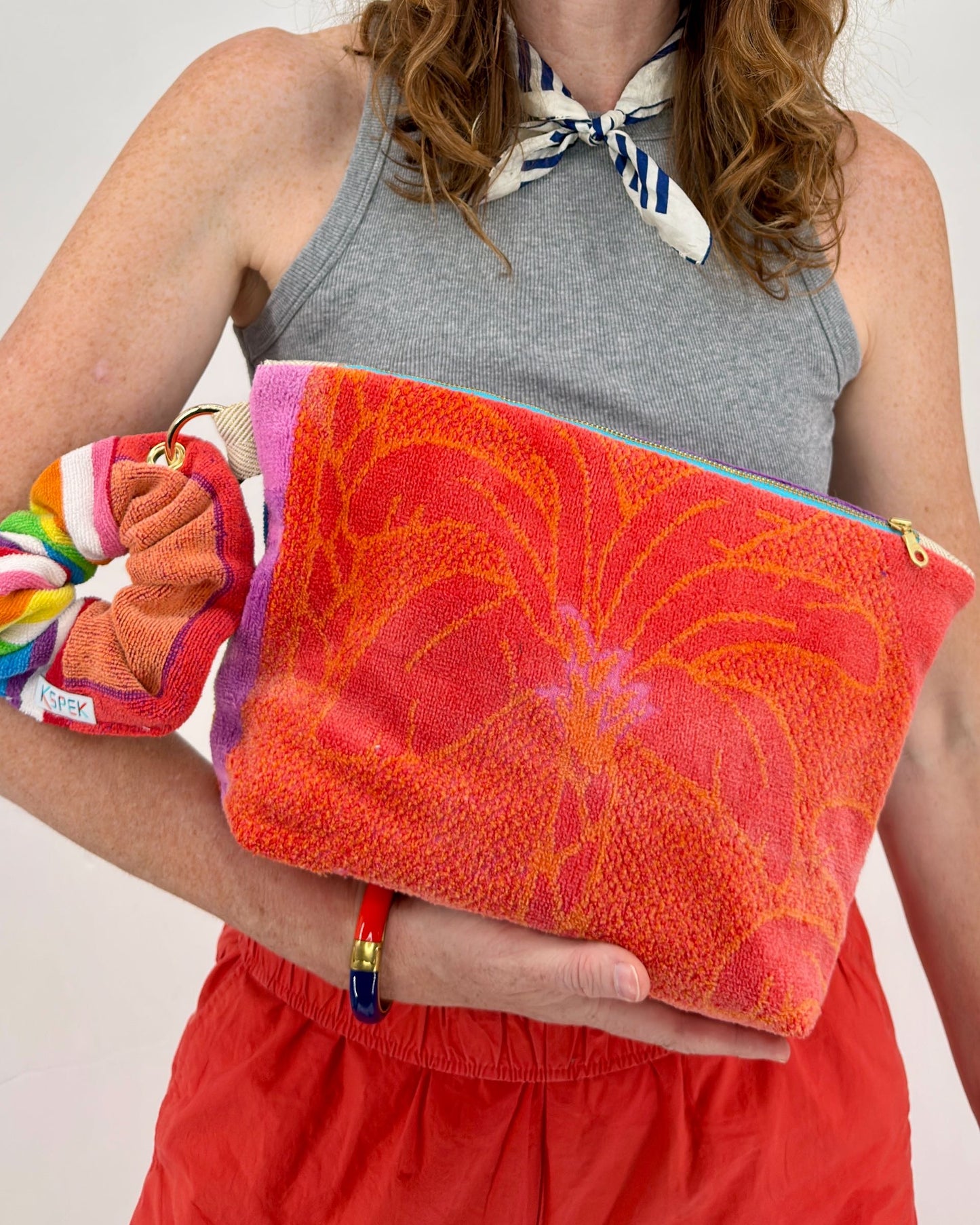 Repurposed Towel Beach Clutch "Because I'm Happy"
