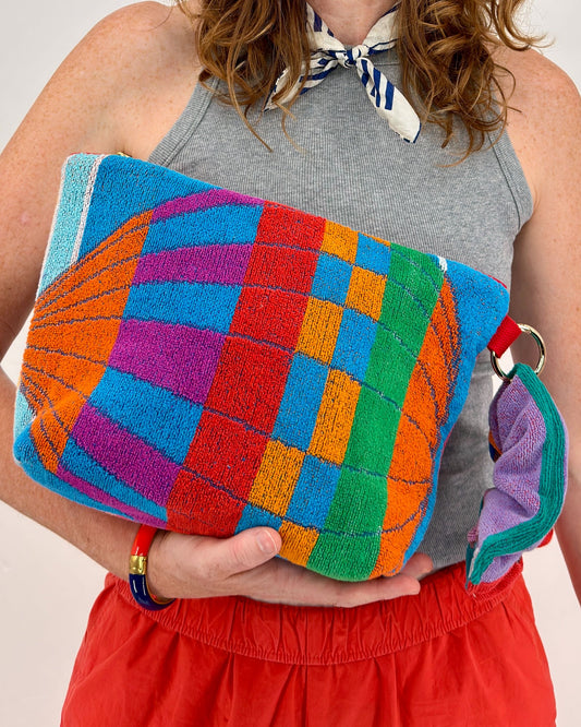 Repurposed Towel Beach Clutch "Beautiful Balloon"