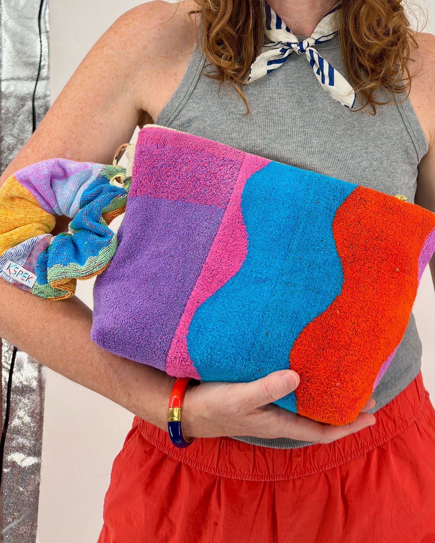 Repurposed Towel Beach Clutch "Shine Bright"