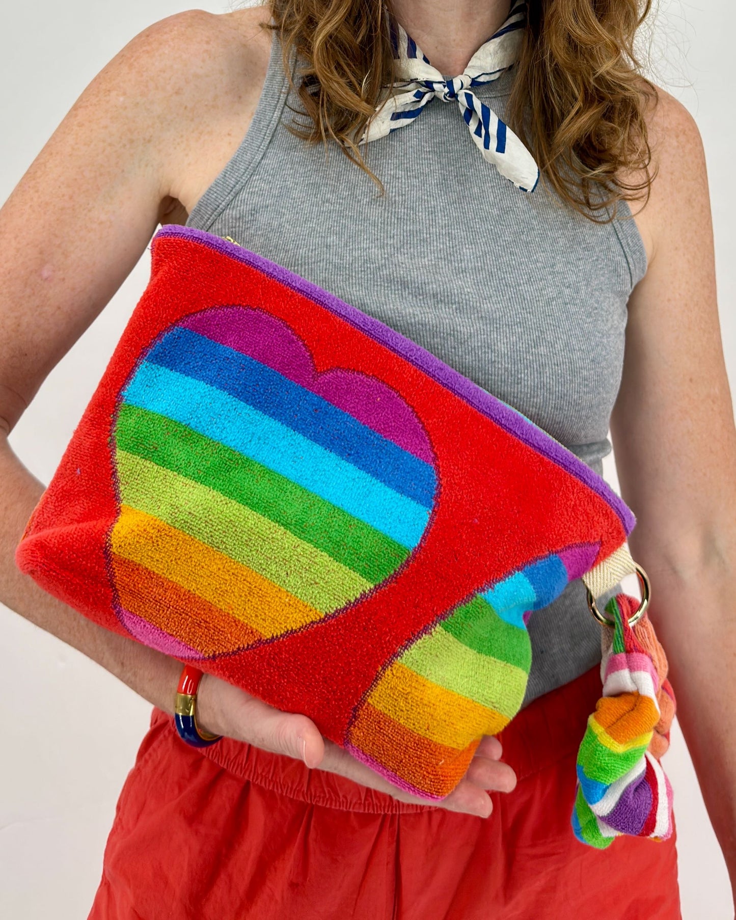 Repurposed Towel Beach Clutch "Because I'm Happy"