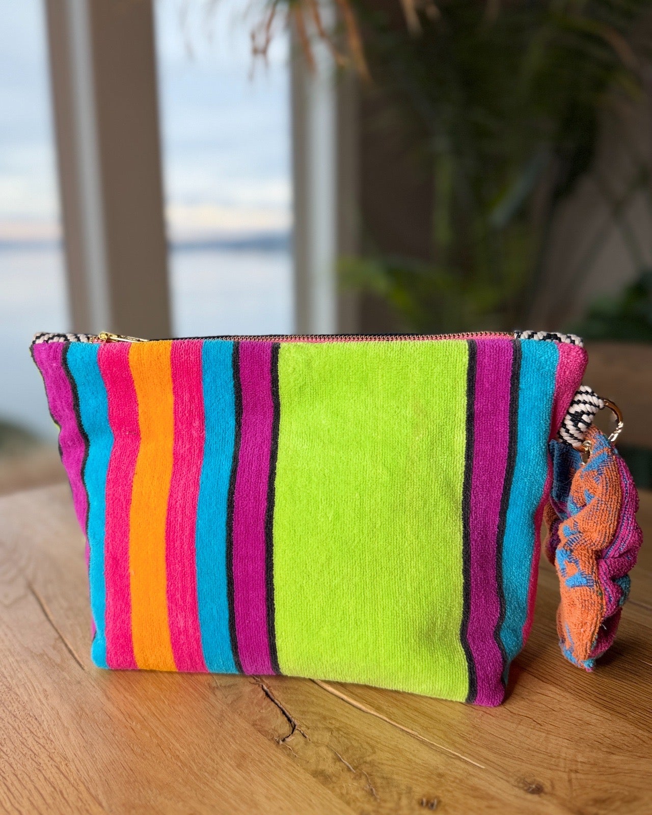 Repurposed Towel Beach Clutch "Palm Springs Surprise"