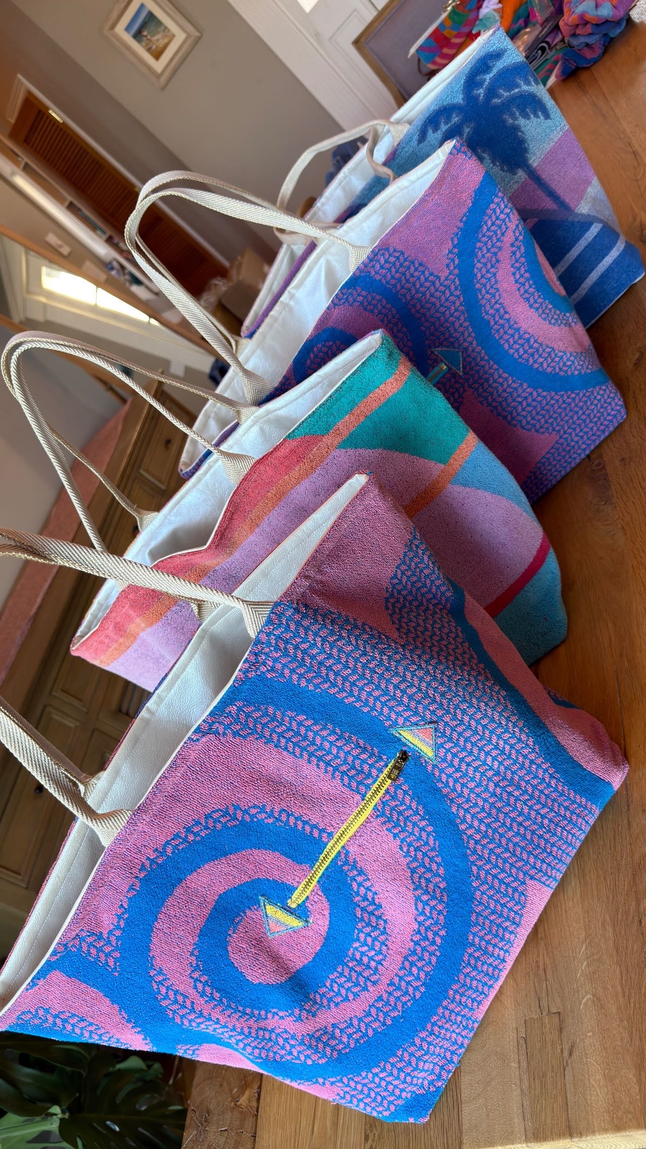 Beach tote "4 Custom Beach Totes for Cat" — handmade by Kspek from upcycled vintage beach towels