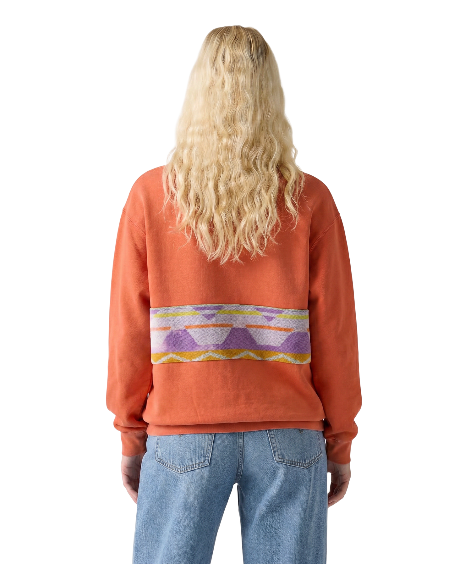 Medium Terracotta Sunset Chaser "Coastal Mosaic" — one-of-a-kind upcycled vintage beach towel sweatshirt, handmade by Kspek, view 2