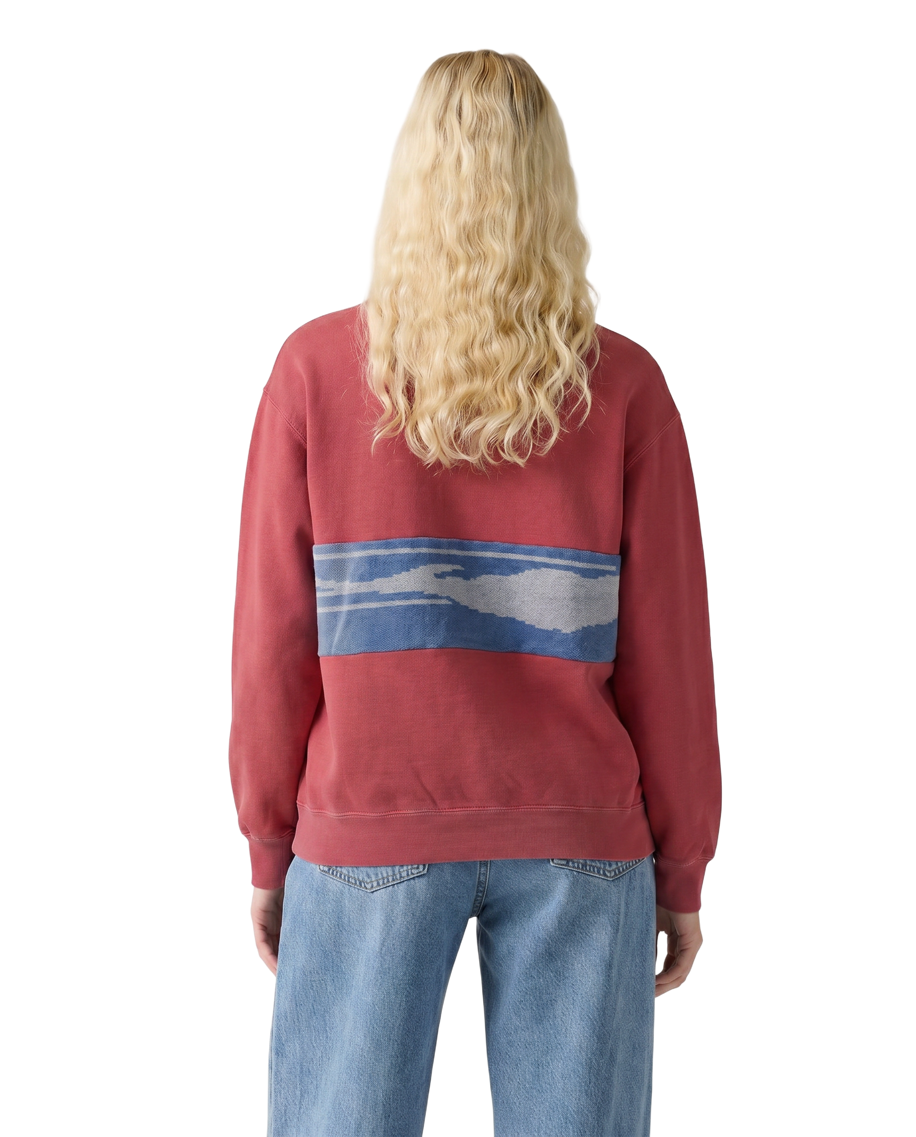 Medium Watermelon Sunset Chaser "Retro Seaside" — one-of-a-kind upcycled vintage beach towel sweatshirt, handmade by Kspek, view 2