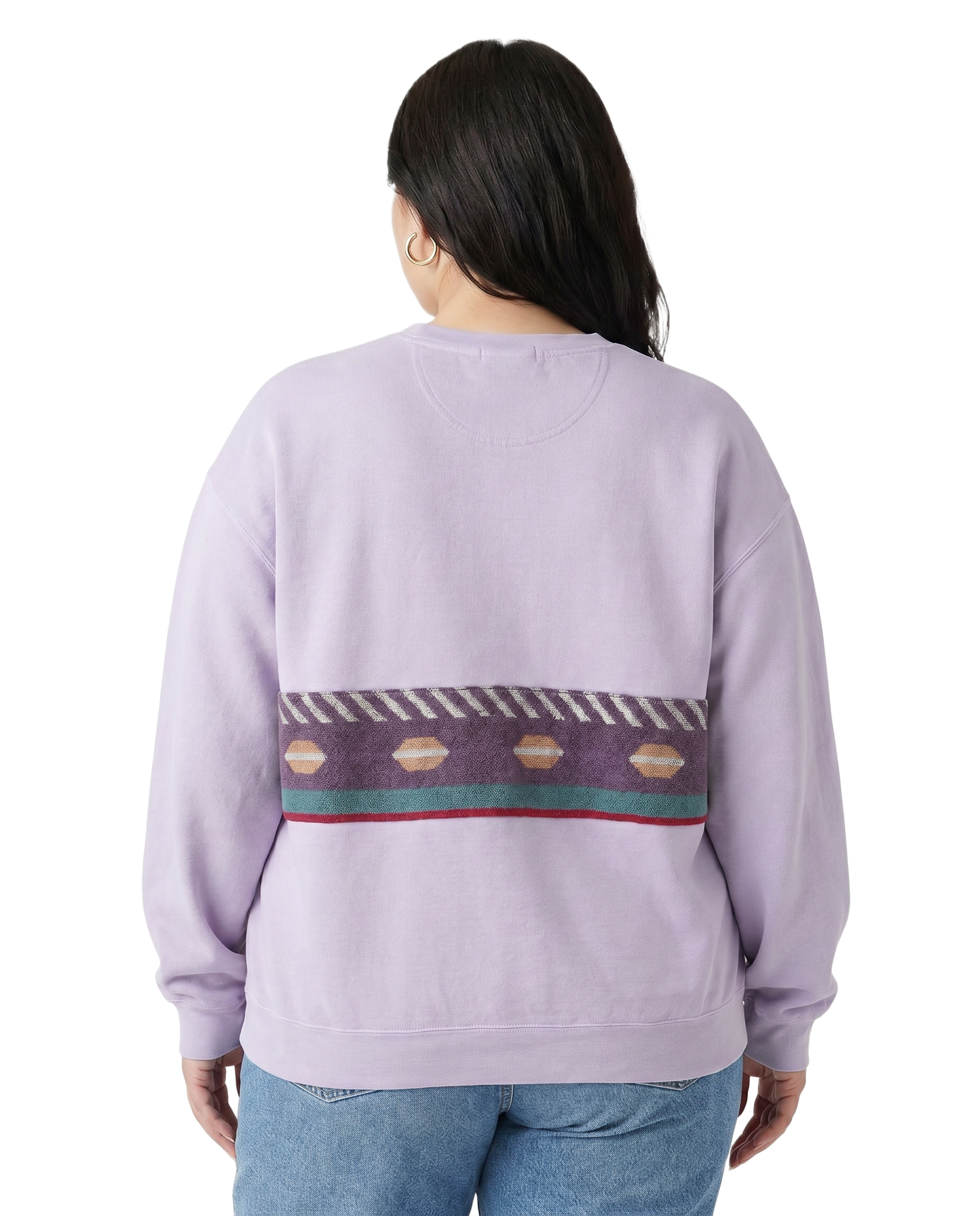 X-Large Lavender Sunset Chaser "Desert Sunset" — one-of-a-kind upcycled vintage beach towel sweatshirt, handmade by Kspek, view 2