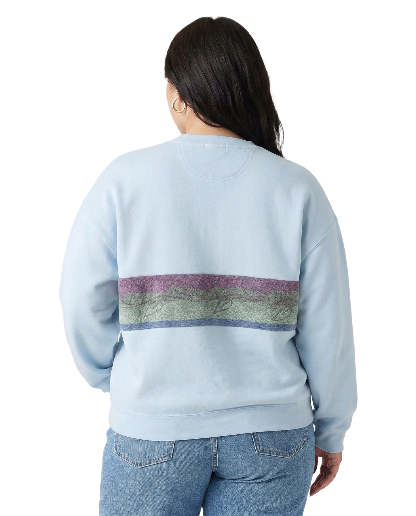 X-Large Aqua Sunset Chaser "Horizon Bliss" — one-of-a-kind upcycled vintage beach towel sweatshirt, handmade by Kspek, view 2