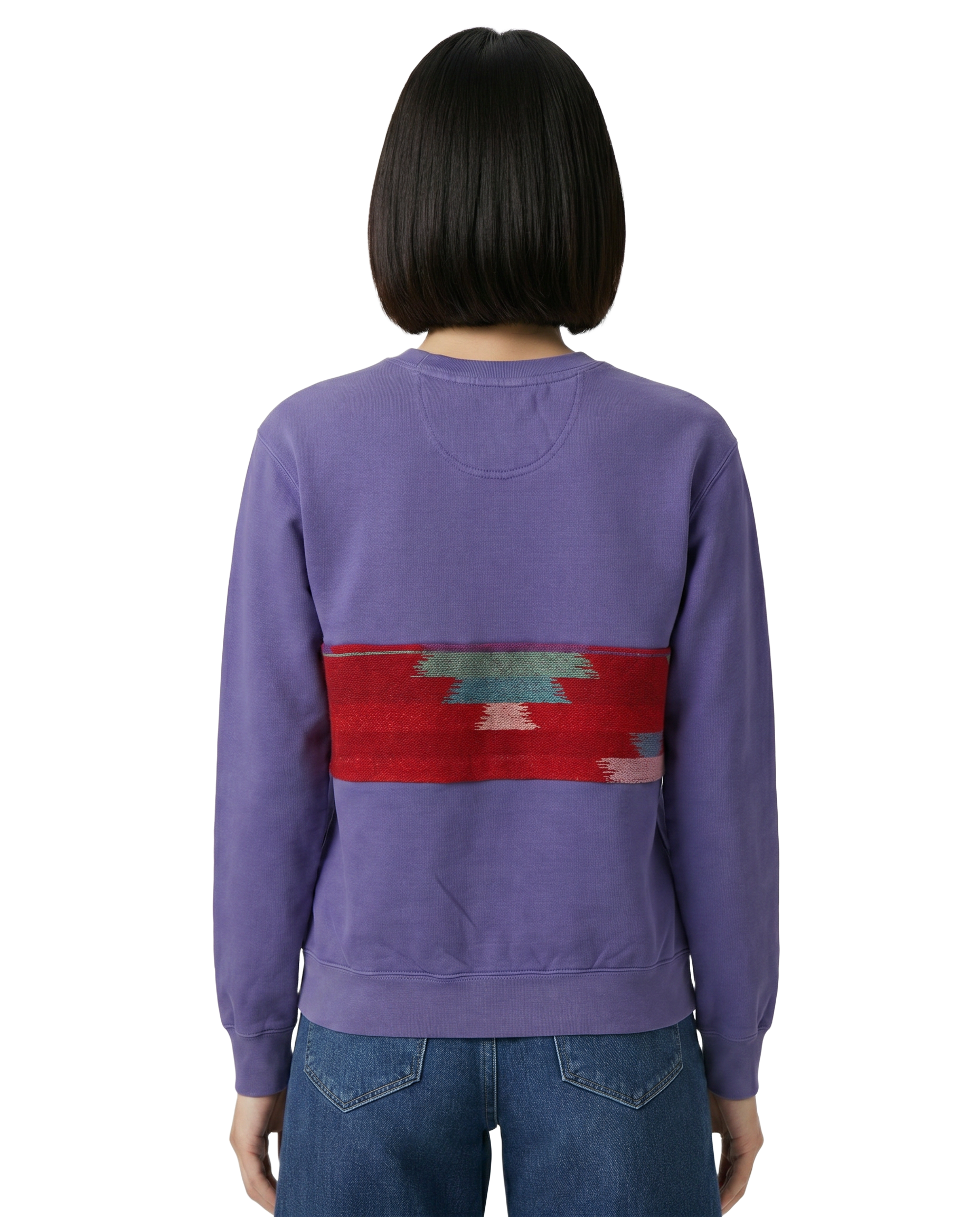 Small Lavender Sunset Chaser "Mountain Tide" — one-of-a-kind upcycled vintage beach towel sweatshirt, handmade by Kspek, view 2