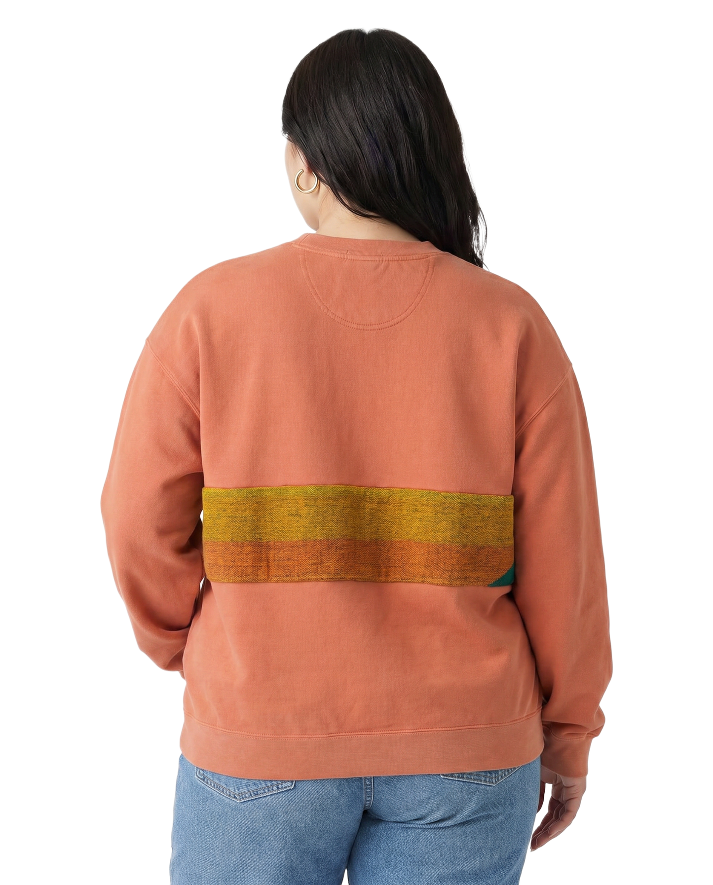 X-Large Terracotta Sunset Chaser "Coastal Horizon" — one-of-a-kind upcycled vintage beach towel sweatshirt, handmade by Kspek, view 2