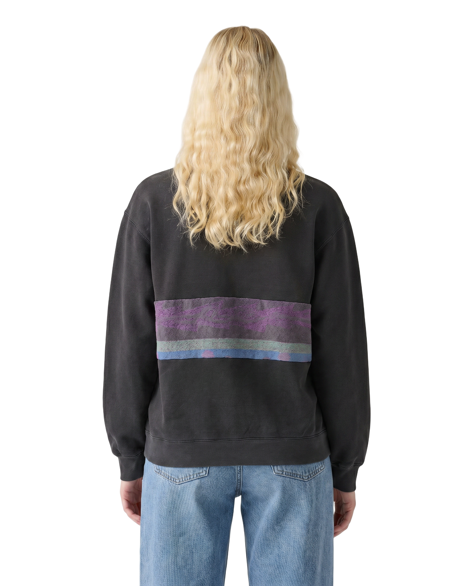 Medium Pepper Sunset Chaser "Coastal Dreamscape" — one-of-a-kind upcycled vintage beach towel sweatshirt, handmade by Kspek, view 2