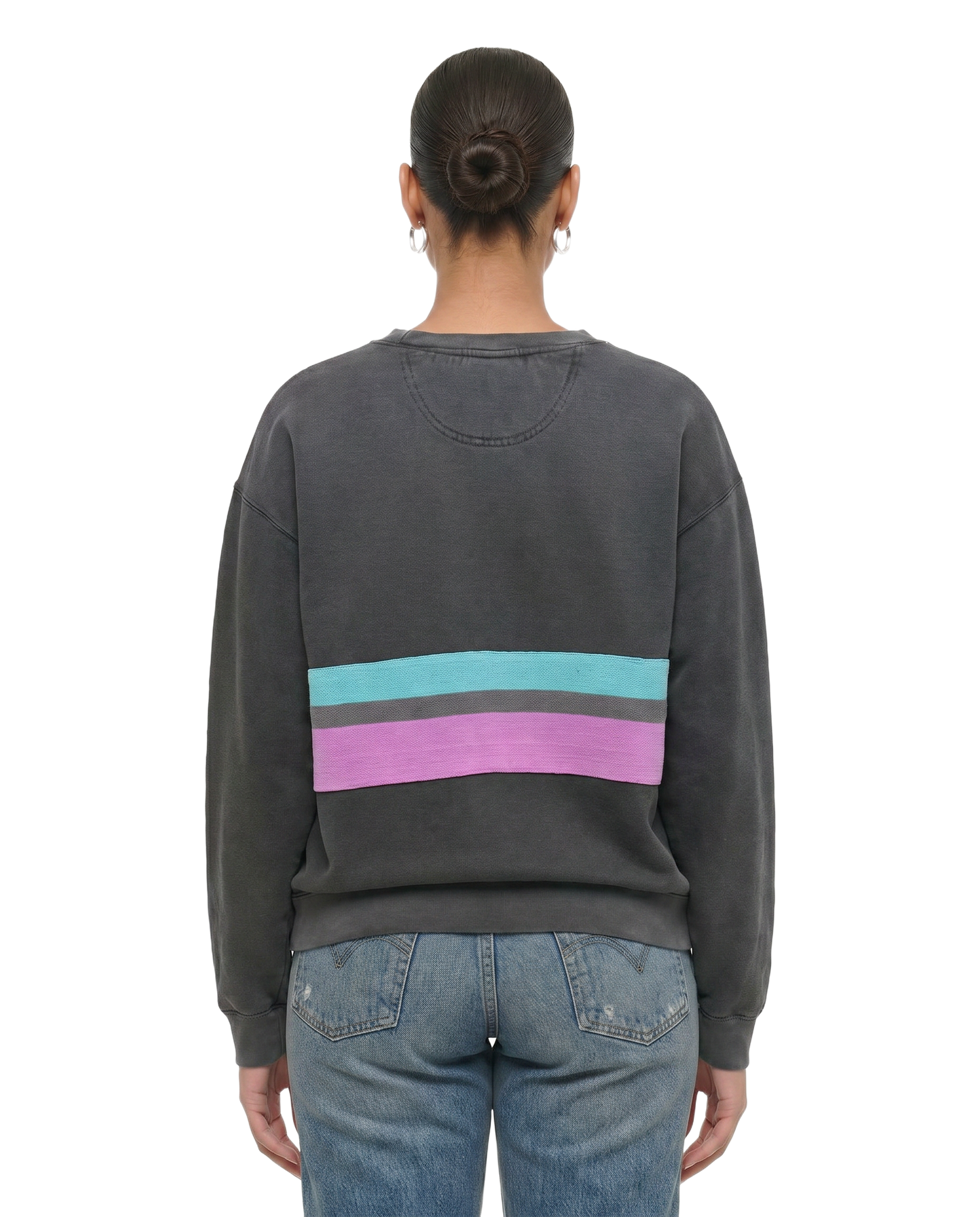 Large Pepper Sunset Chaser "Magenta Sunset" — one-of-a-kind upcycled vintage beach towel sweatshirt, handmade by Kspek, view 2