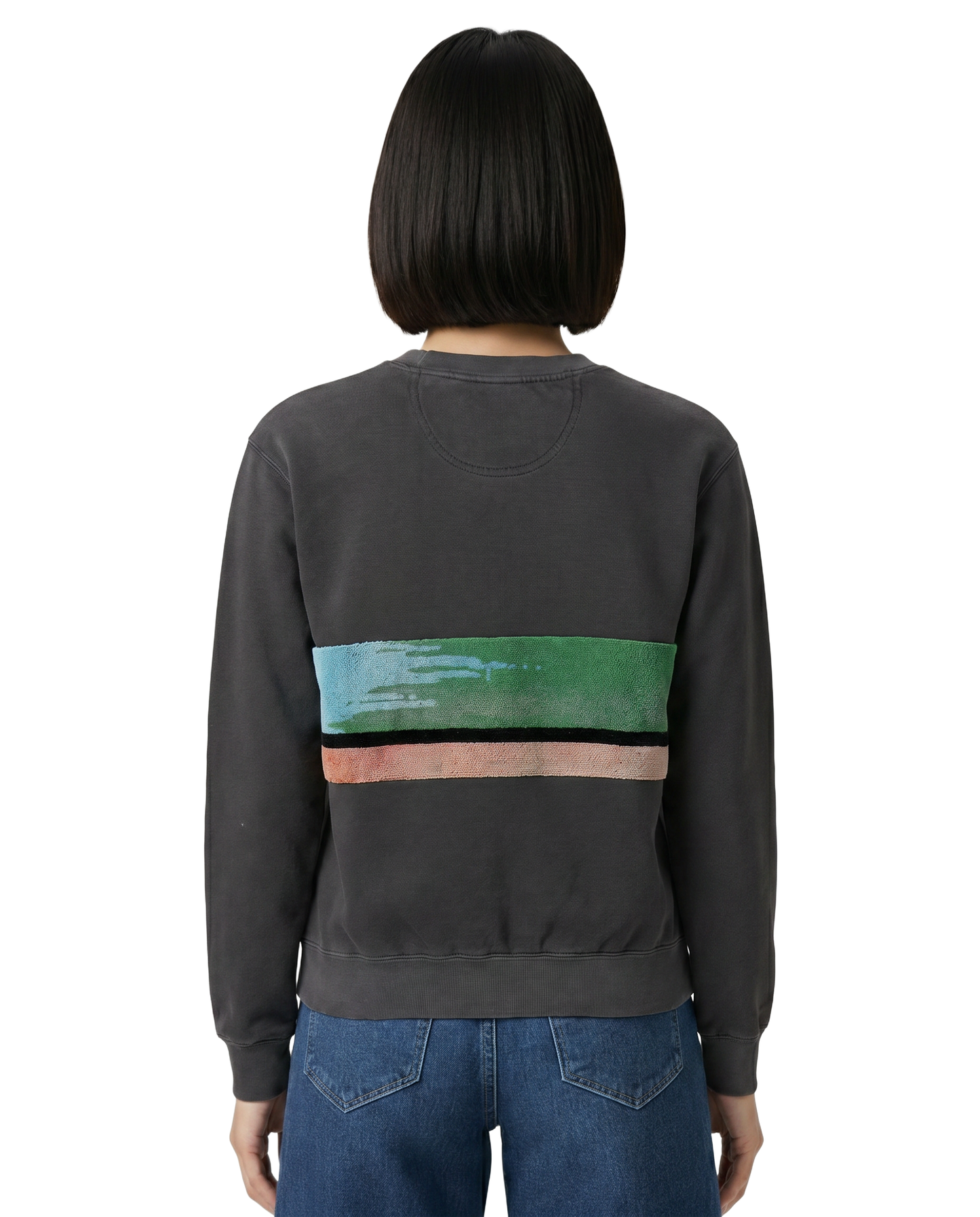 Small Pepper Sunset Chaser "Desert Breeze" — one-of-a-kind upcycled vintage beach towel sweatshirt, handmade by Kspek, view 2