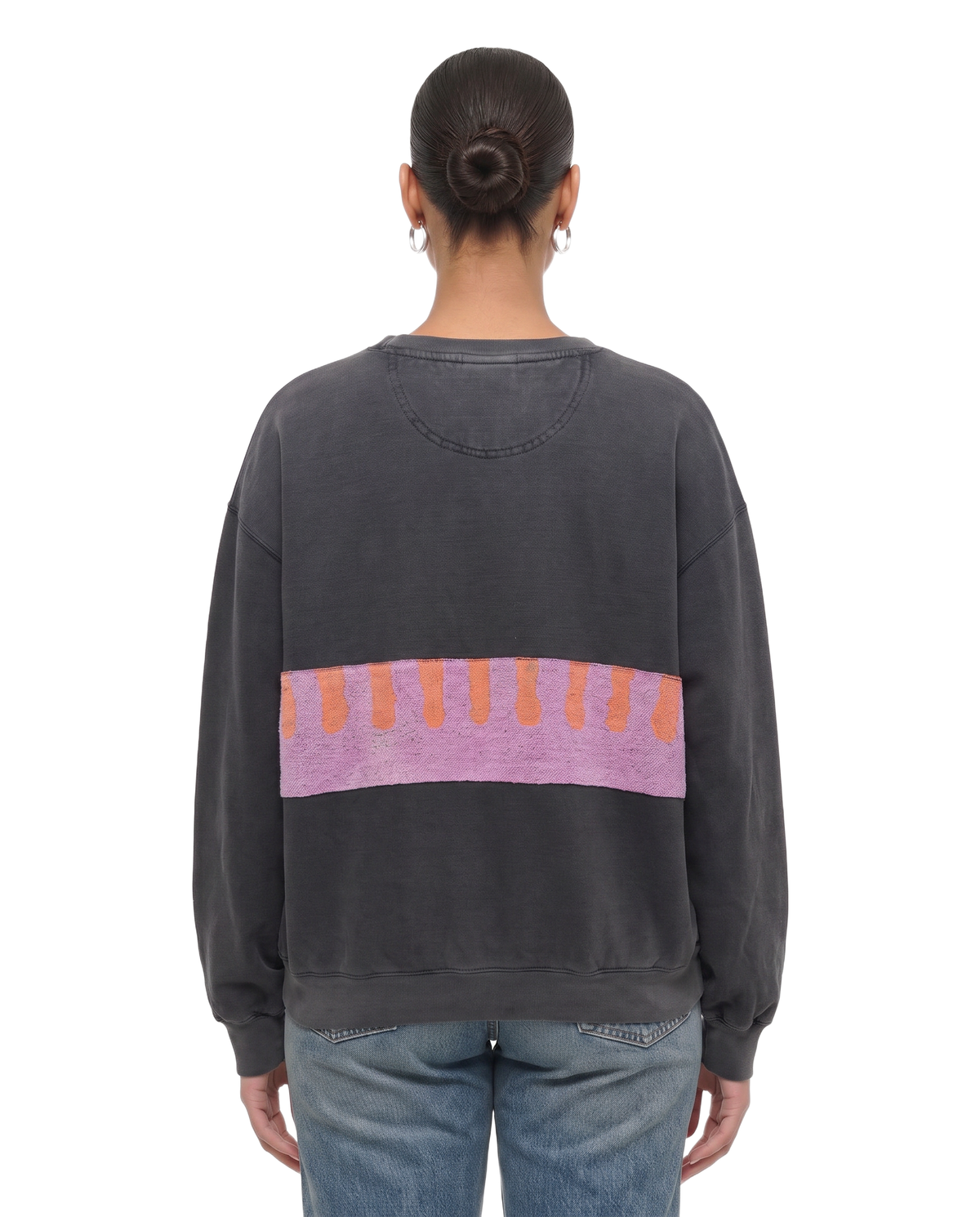 Large Pepper Sunset Chaser "Crimson Ridge" — one-of-a-kind upcycled vintage beach towel sweatshirt, handmade by Kspek, view 3