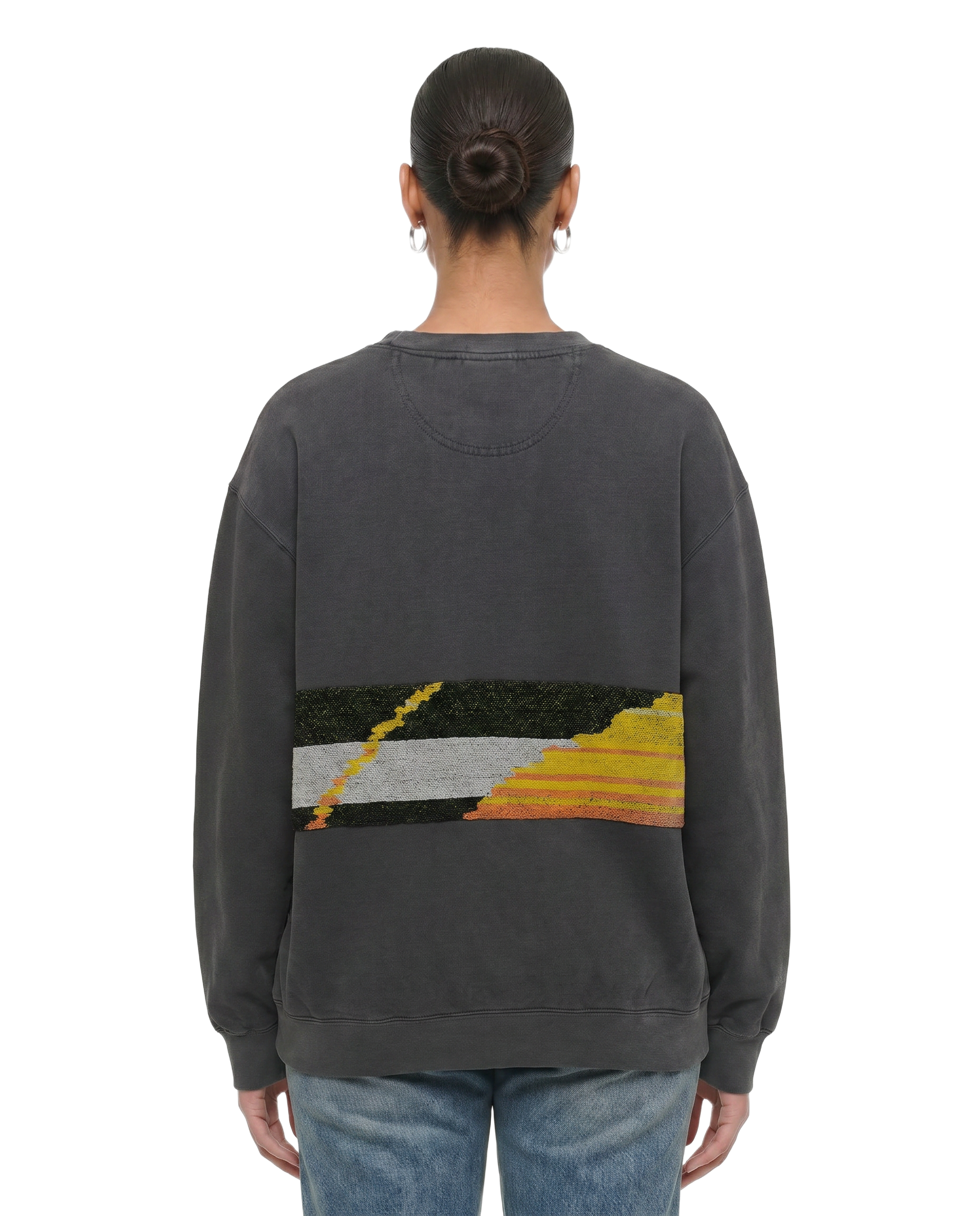 Large Pepper Sunset Chaser "Radiant Horizon" — one-of-a-kind upcycled vintage beach towel sweatshirt, handmade by Kspek, view 2