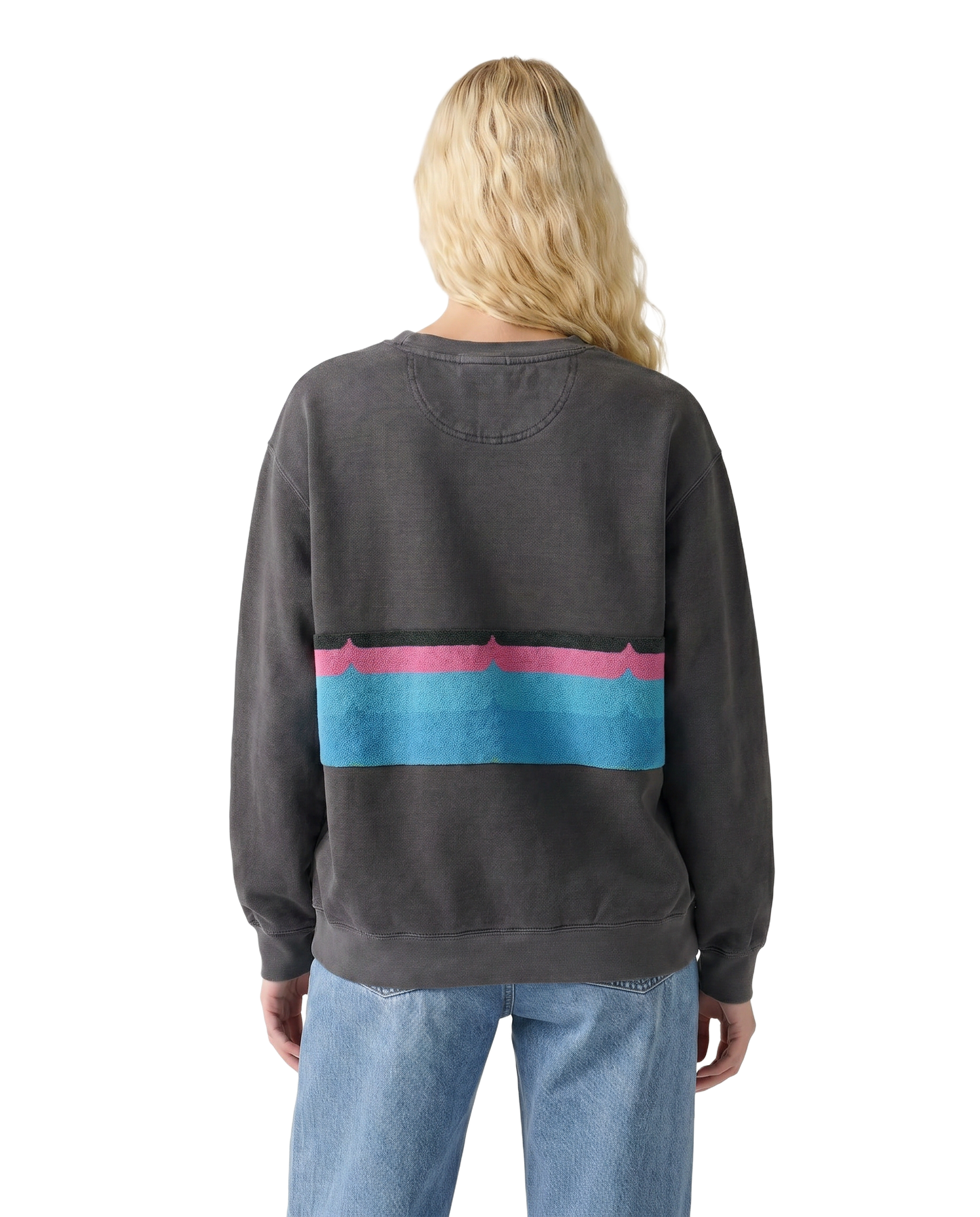 Medium Pepper Sunset Chaser "Sunset Escape" — one-of-a-kind upcycled vintage beach towel sweatshirt, handmade by Kspek, view 2