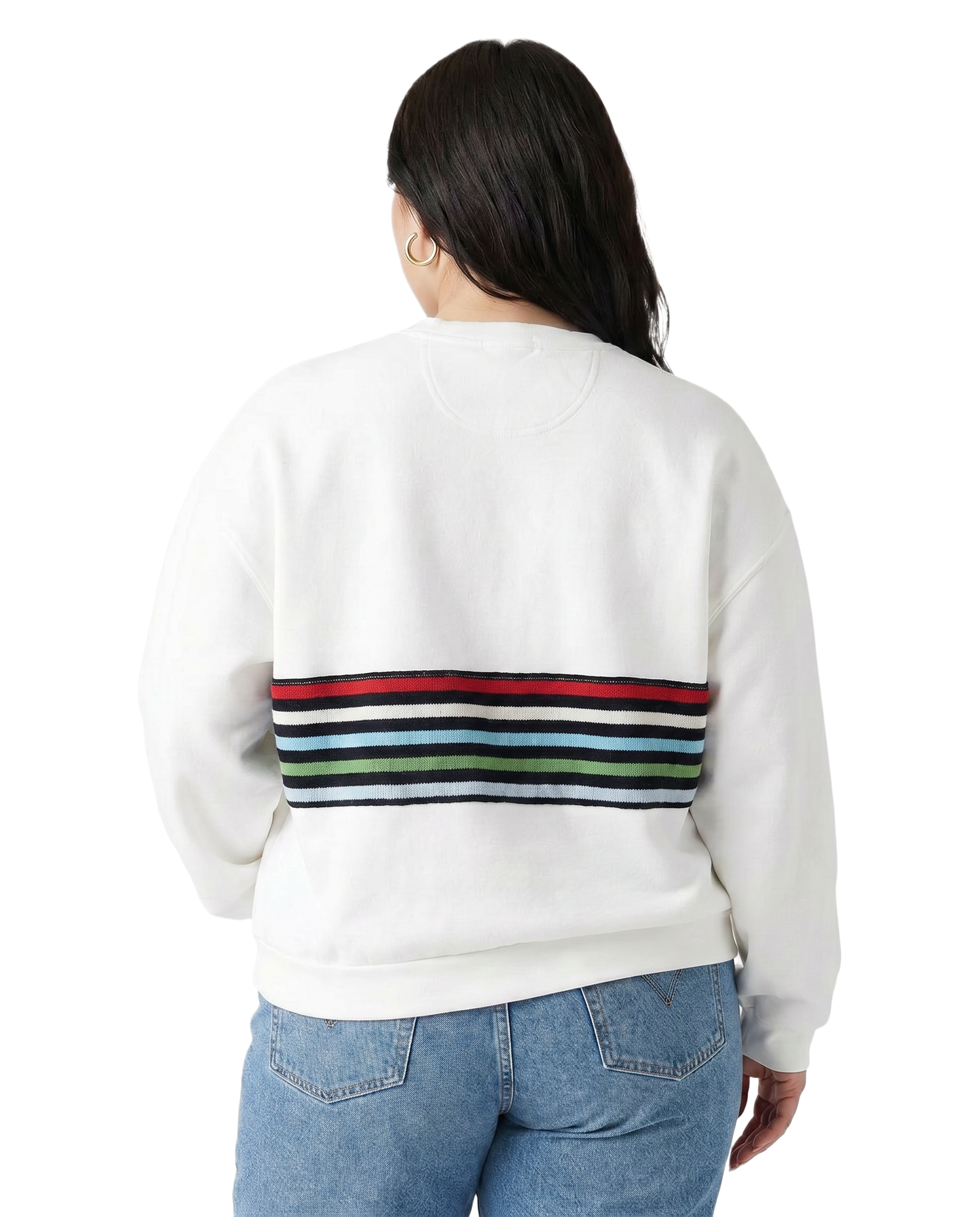 X-Large White Sunset Chaser "Coastal Horizon" — one-of-a-kind upcycled vintage beach towel sweatshirt, handmade by Kspek, view 2
