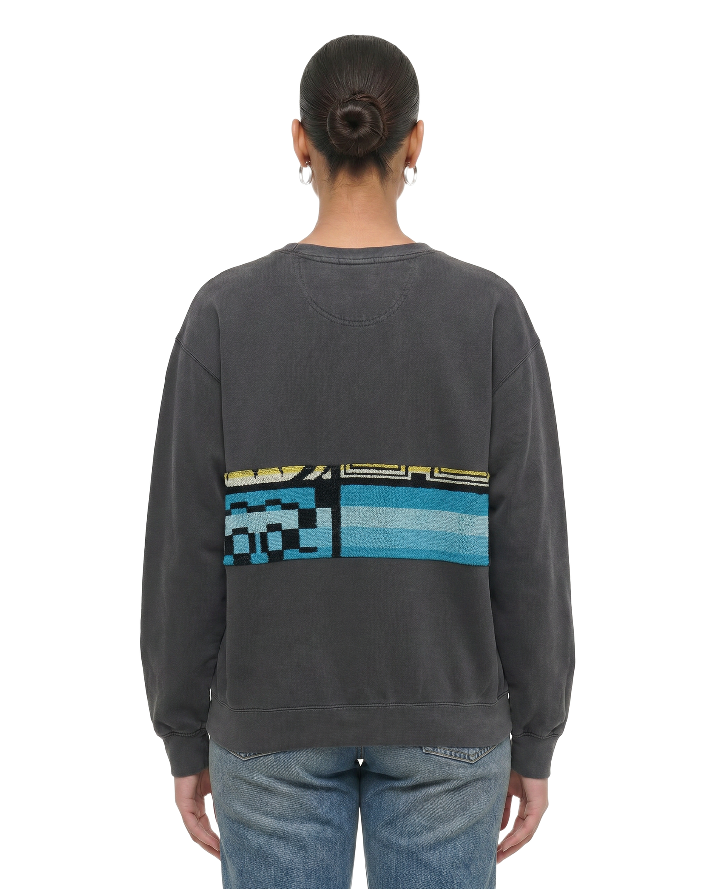 Large Pepper Sunset Chaser "Wave Crest Dream" — one-of-a-kind upcycled vintage beach towel sweatshirt, handmade by Kspek, view 2