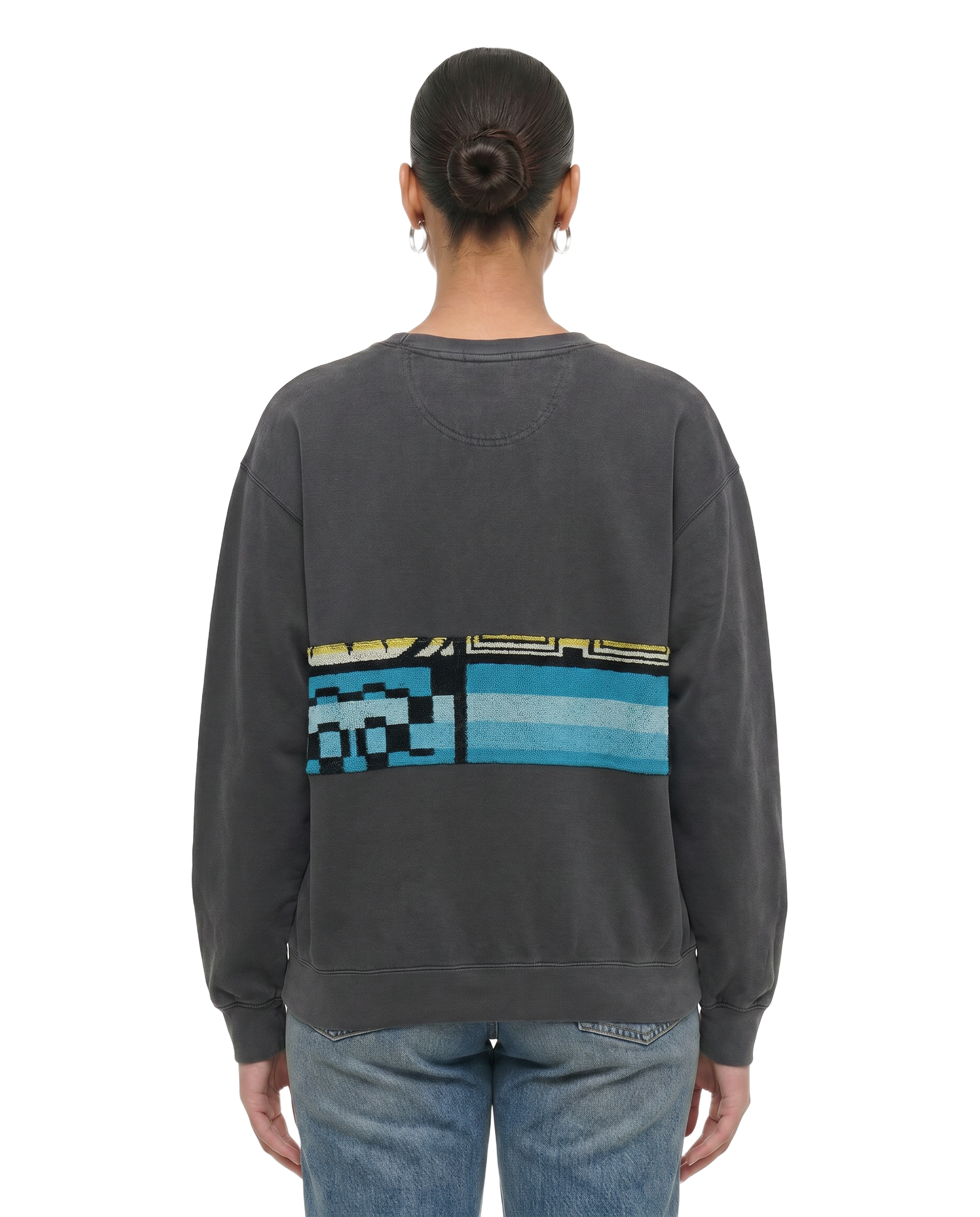 Large Pepper Sunset Chaser "Wave Crest Dream" — one-of-a-kind upcycled vintage beach towel sweatshirt, handmade by Kspek, view 2