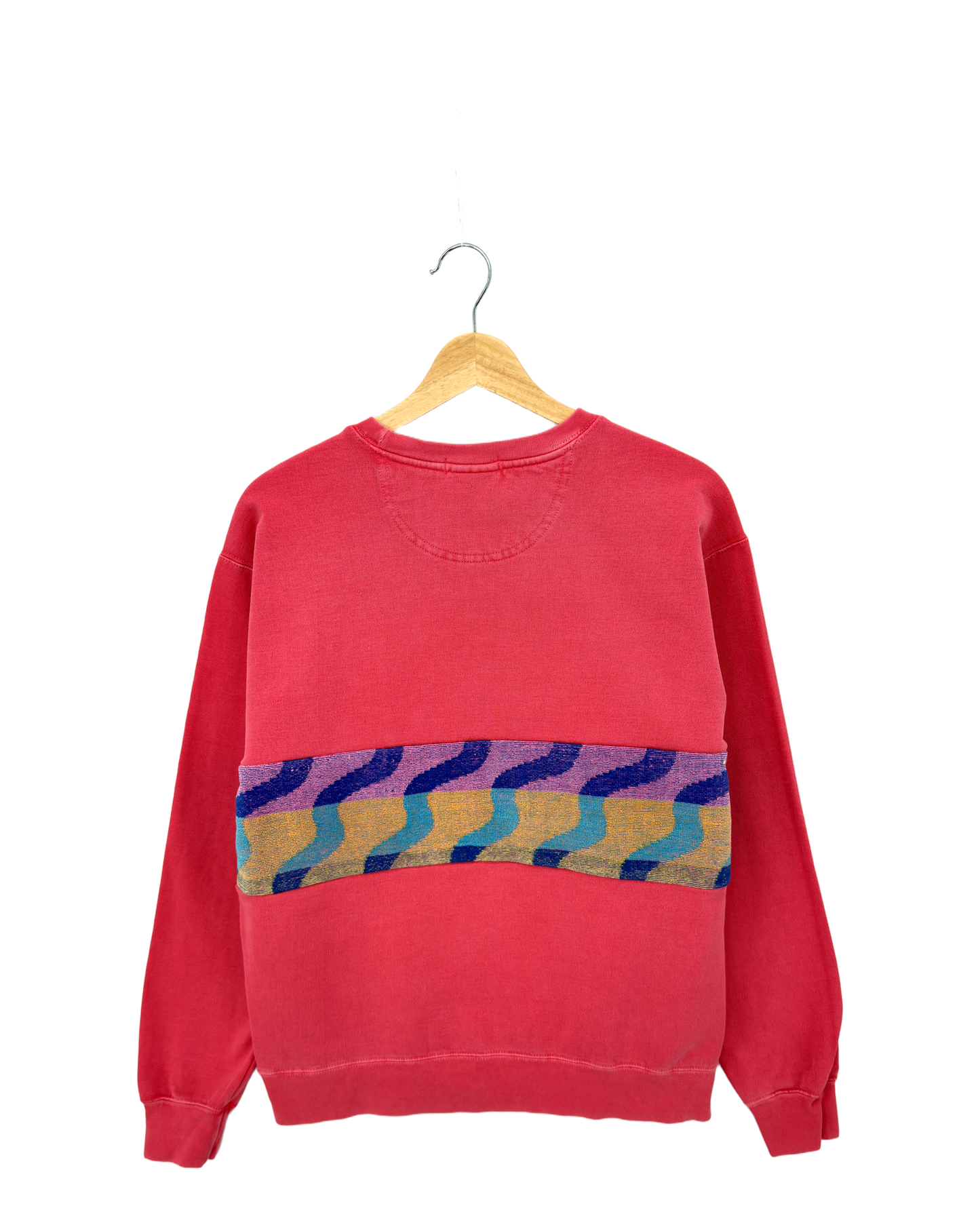 Medium Watermelon Sunset Chaser "Beach Bliss" — one-of-a-kind upcycled vintage beach towel sweatshirt, handmade by Kspek, view 4