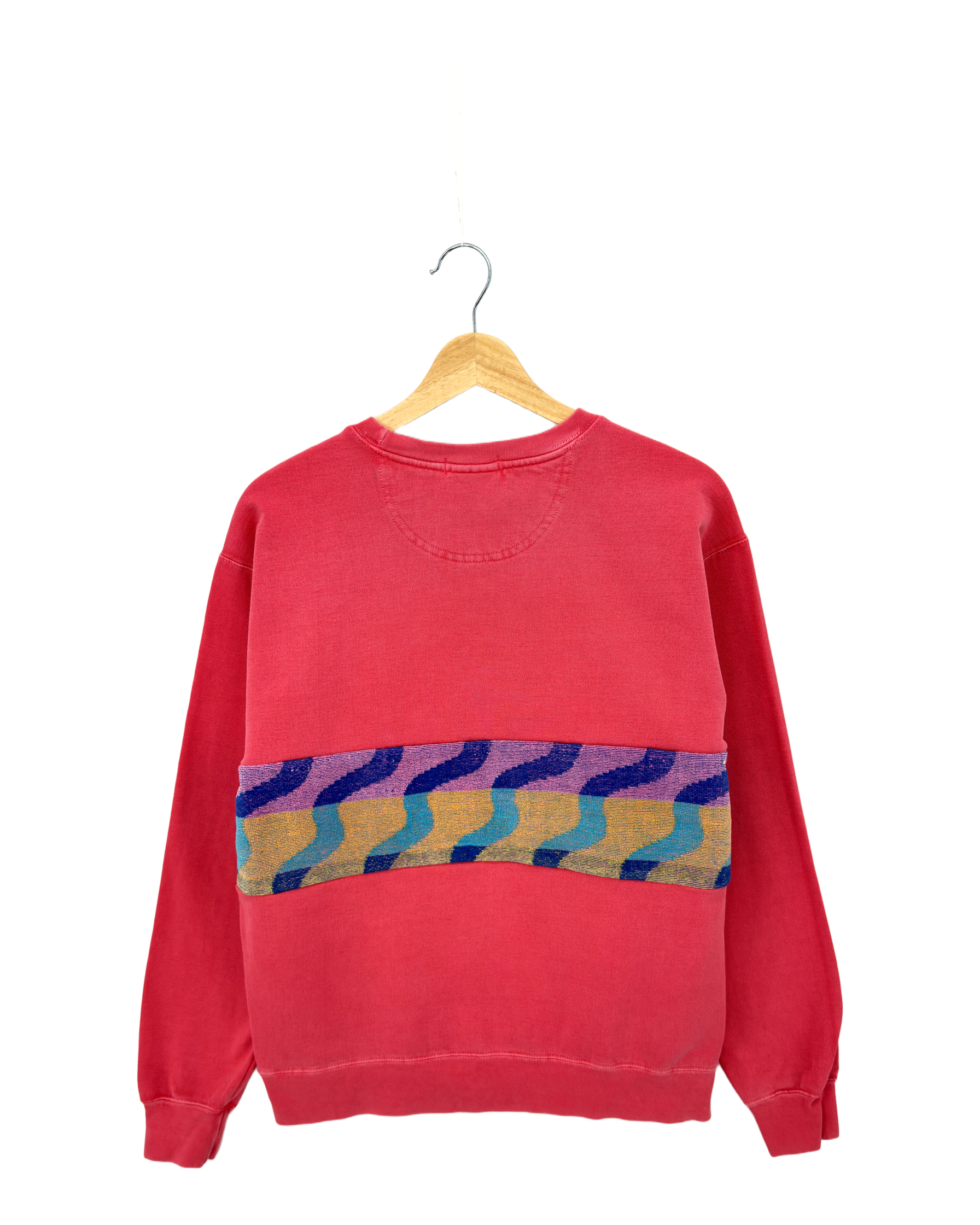 Medium Watermelon Sunset Chaser "Beach Bliss" — one-of-a-kind upcycled vintage beach towel sweatshirt, handmade by Kspek, view 4