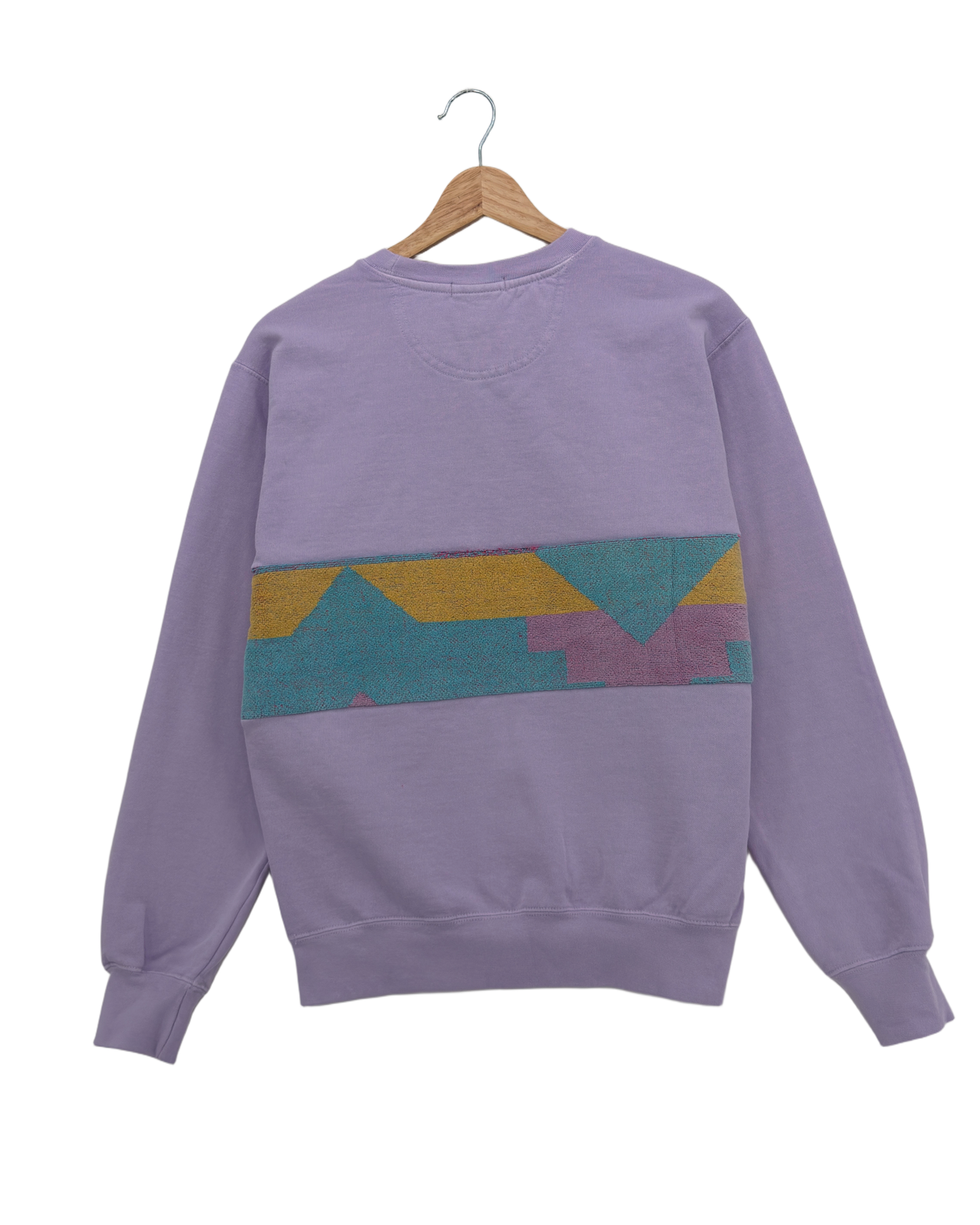 Small Lavender Sunset Chaser "Desert Horizon" — one-of-a-kind upcycled vintage beach towel sweatshirt, handmade by Kspek, view 2