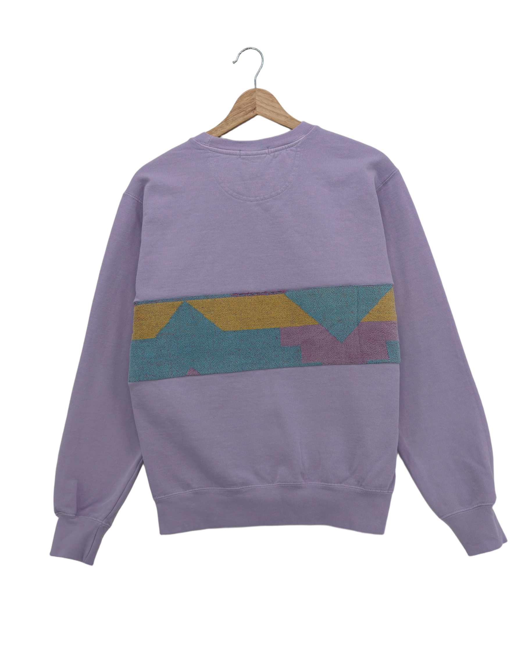 Small Lavender Sunset Chaser "Desert Horizon" — one-of-a-kind upcycled vintage beach towel sweatshirt, handmade by Kspek, view 2