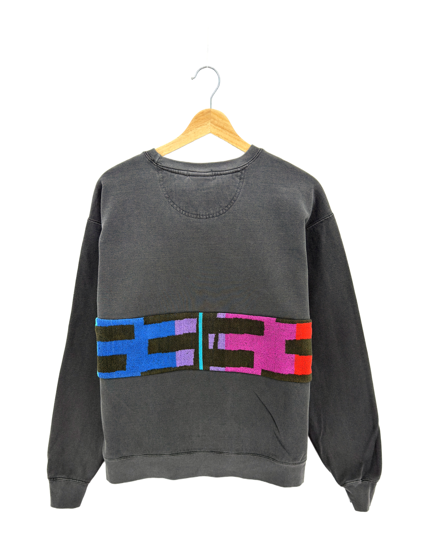 Large Pepper Sunset Chaser "Retro Horizon" — one-of-a-kind upcycled vintage beach towel sweatshirt, handmade by Kspek, view 4