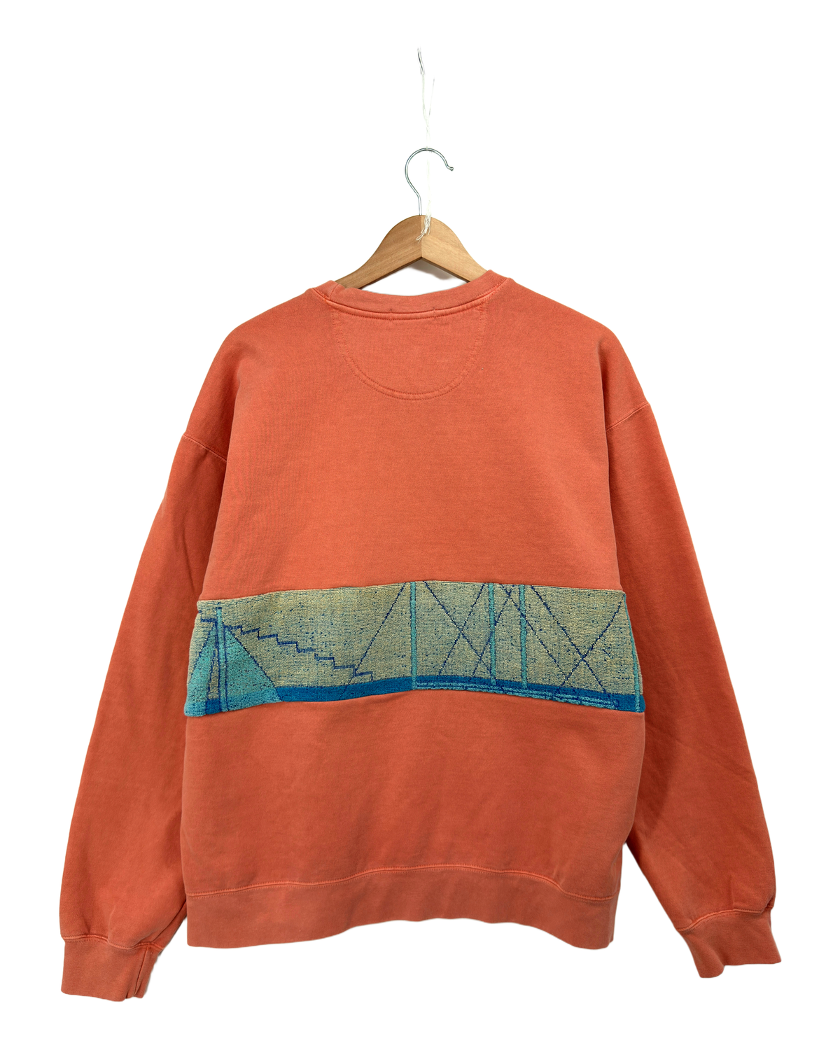 Medium Terracotta Sunset Chaser "Sailboat Sunset" — one-of-a-kind upcycled vintage beach towel sweatshirt, handmade by Kspek, view 5