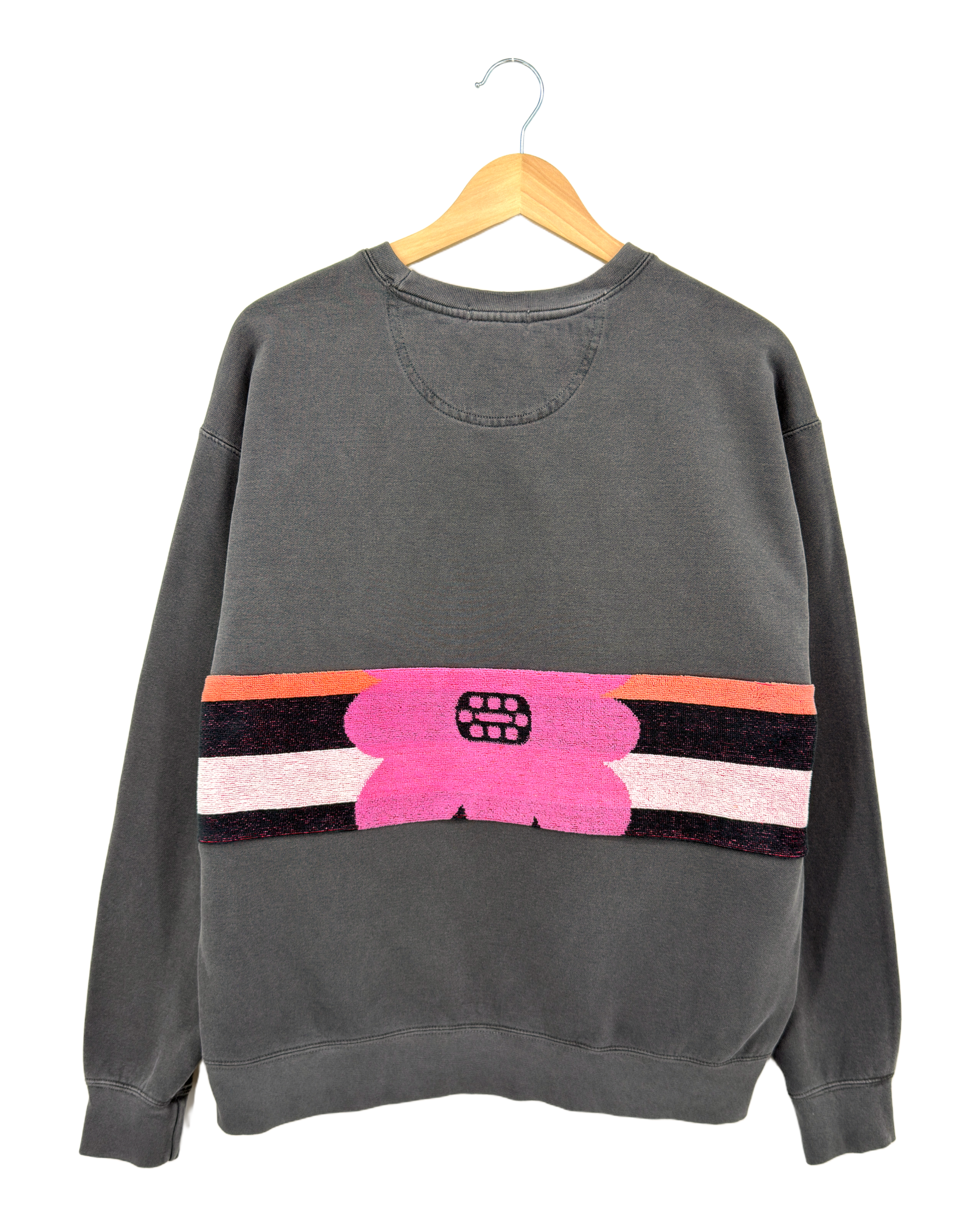 Large Pepper Sunset Chaser "Blooming Sunset" — one-of-a-kind upcycled vintage beach towel sweatshirt, handmade by Kspek, view 5