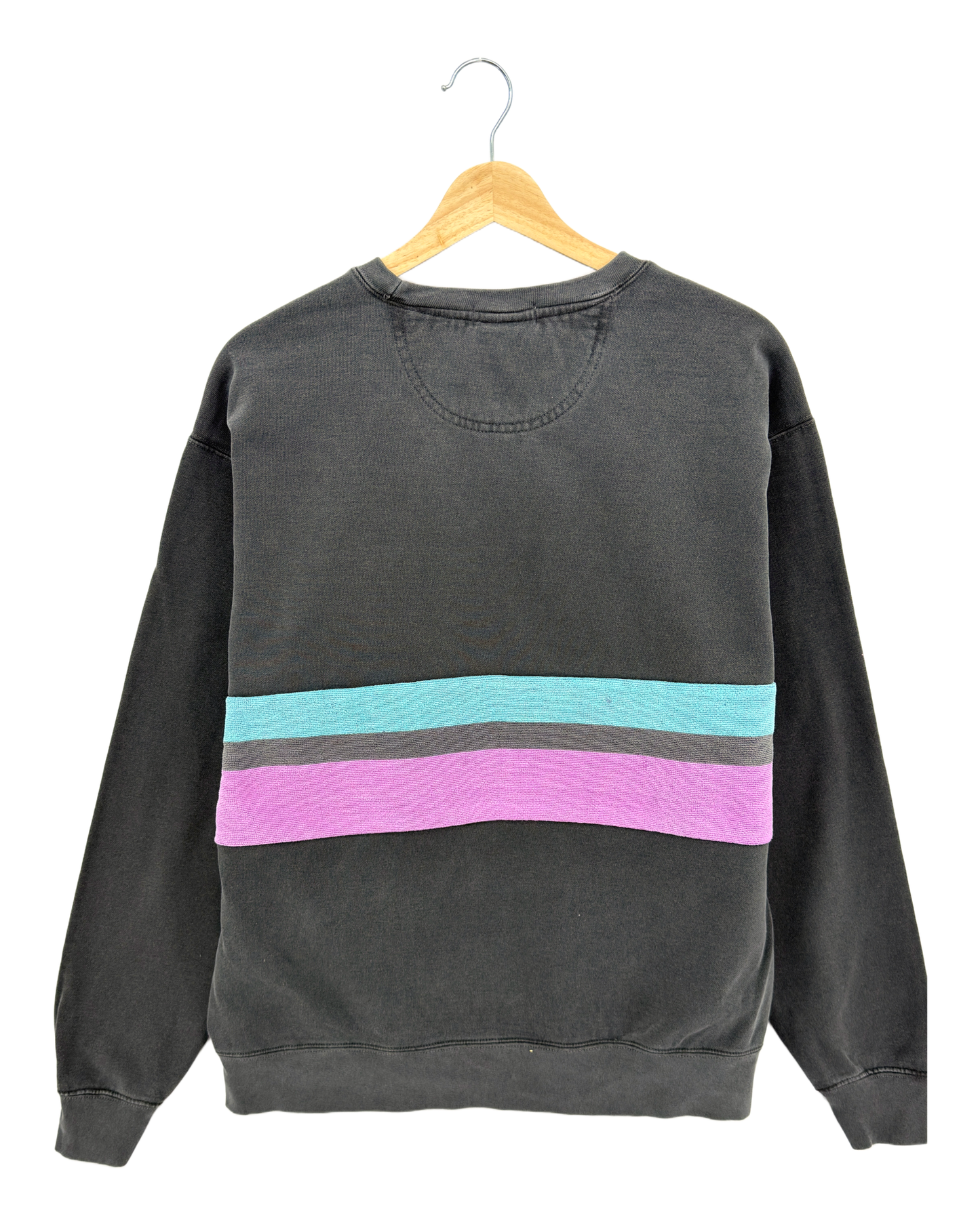 Large Pepper Sunset Chaser "Magenta Sunset" — one-of-a-kind upcycled vintage beach towel sweatshirt, handmade by Kspek, view 4