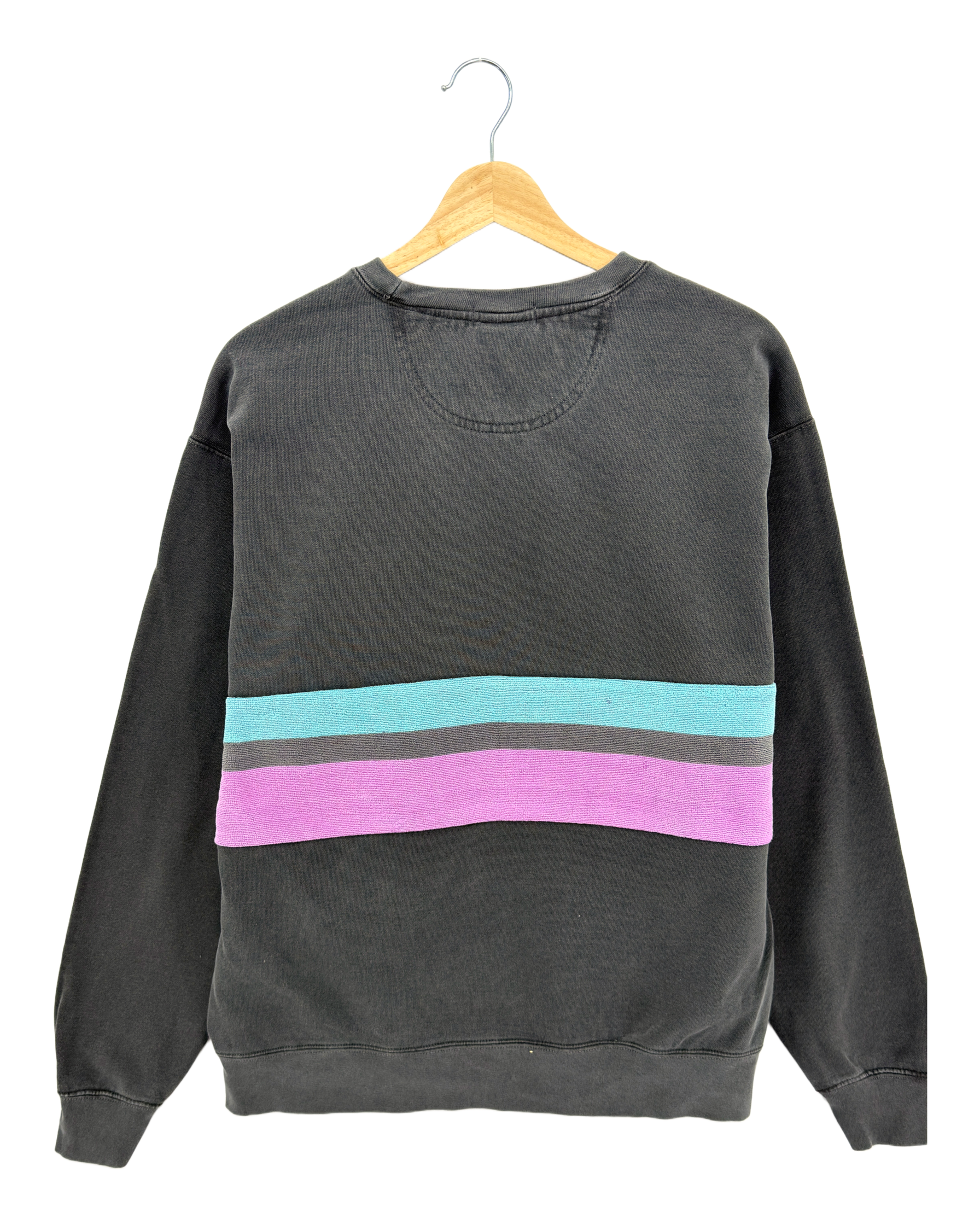 Large Pepper Sunset Chaser "Magenta Sunset" — one-of-a-kind upcycled vintage beach towel sweatshirt, handmade by Kspek, view 4