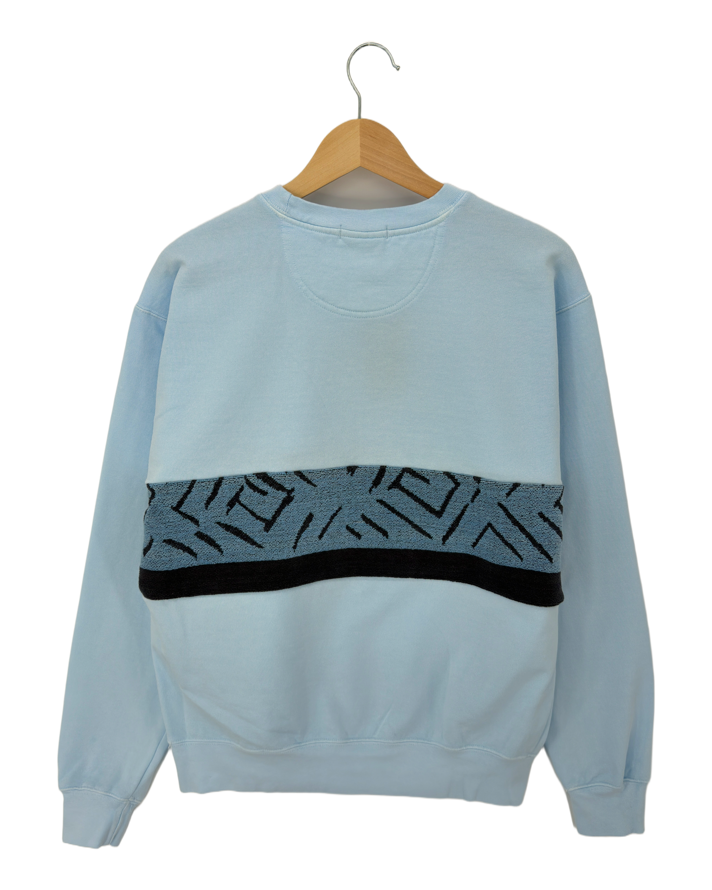 Medium Aqua Sunset Chaser "Ocean Horizon Escape" — one-of-a-kind upcycled vintage beach towel sweatshirt, handmade by Kspek, view 5