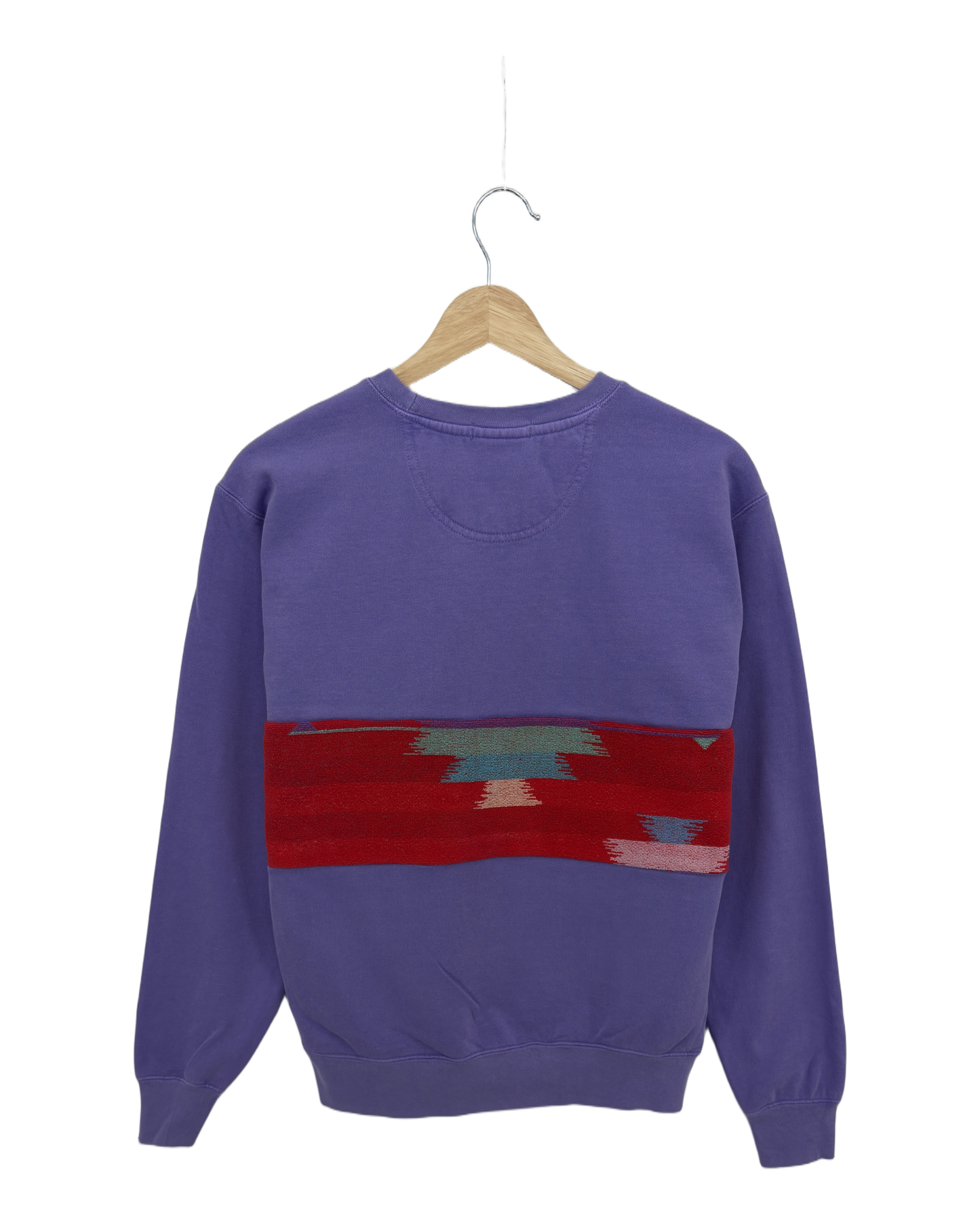Small Lavender Sunset Chaser "Mountain Tide" — one-of-a-kind upcycled vintage beach towel sweatshirt, handmade by Kspek, view 4