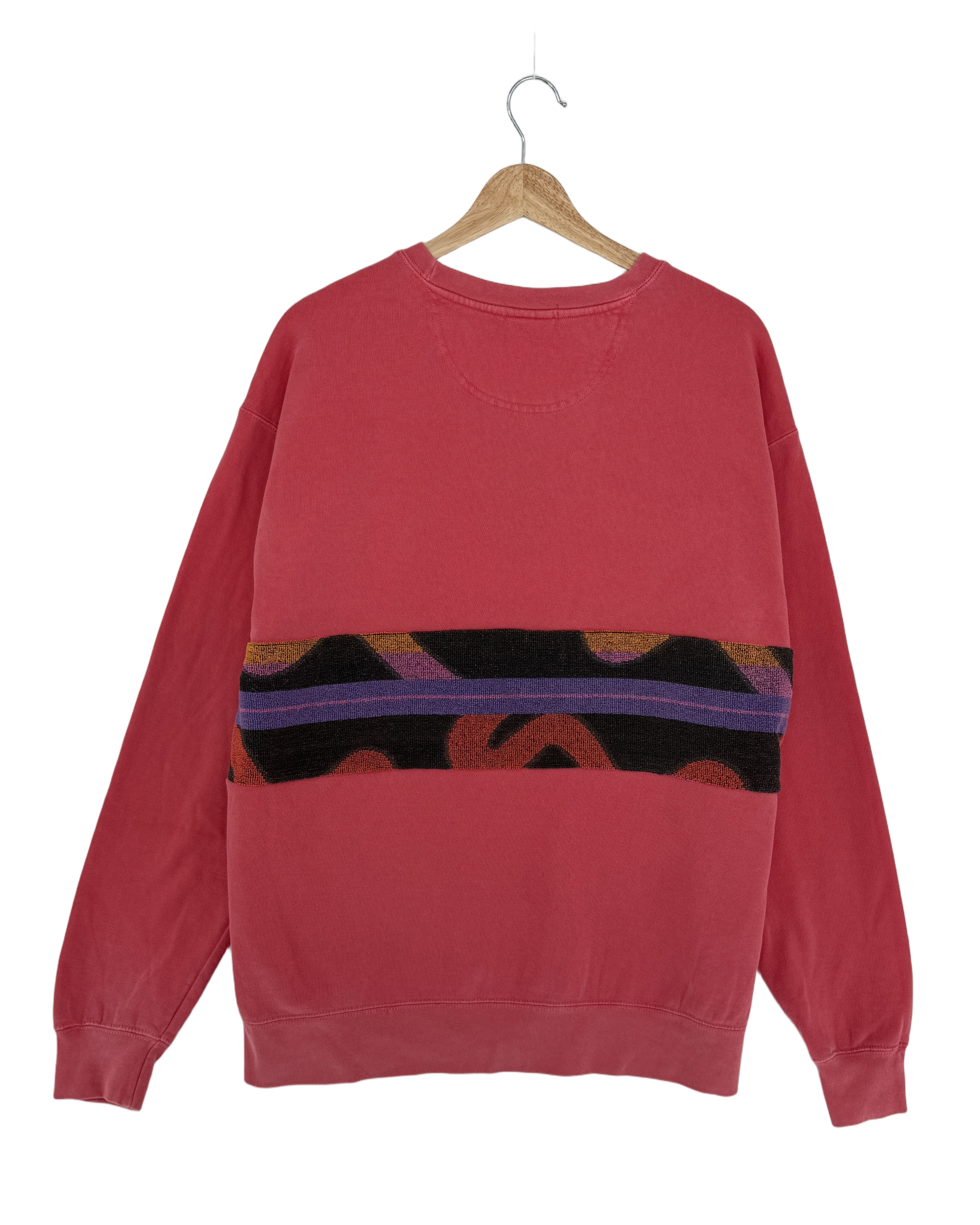 Large Watermelon Sunset Chaser "Roller Girl" — one-of-a-kind upcycled vintage beach towel sweatshirt, handmade by Kspek, view 4