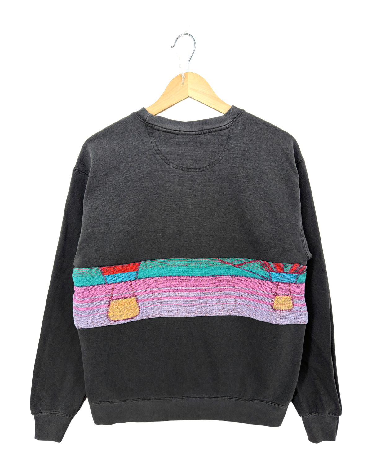 Medium Pepper Sunset Chaser "Neon Tranquil Bay" — one-of-a-kind upcycled vintage beach towel sweatshirt, handmade by Kspek, view 5