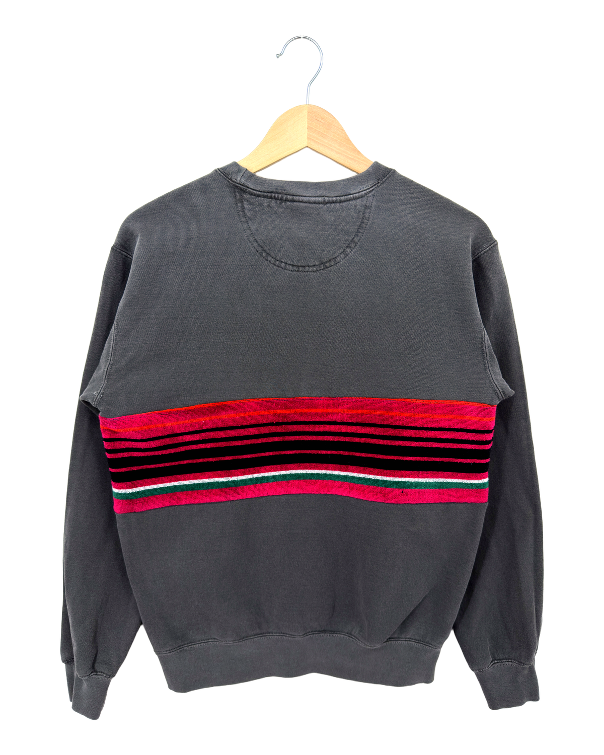 Small Pepper Sunset Chaser "Striped Sun Arch" — one-of-a-kind upcycled vintage beach towel sweatshirt, handmade by Kspek, view 5